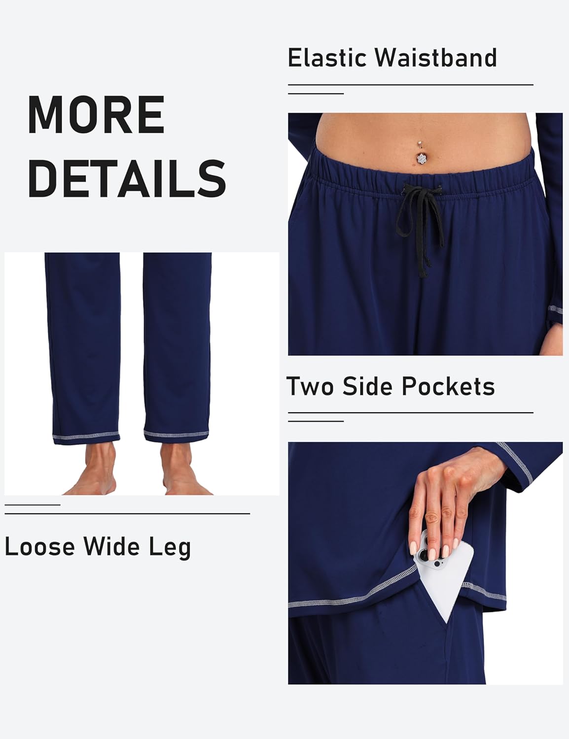 MoFiz Women's Pajamas Sets Long Sleeve Sleepwear 2 Piece Pjs Lightweight Lounge Set with Pockets - Image 4