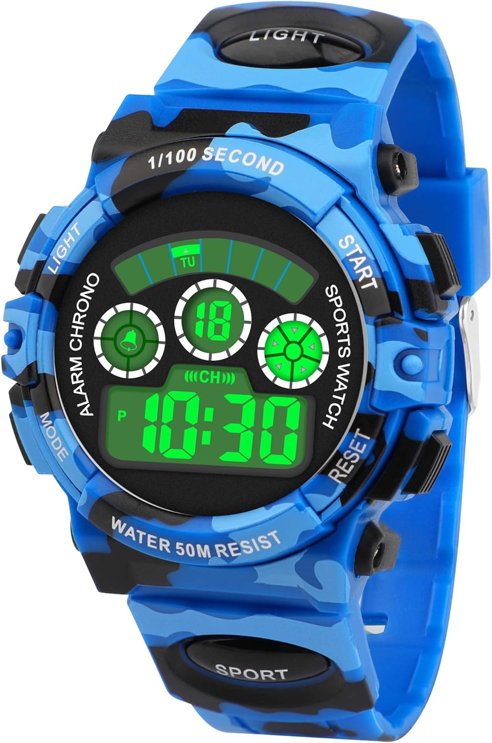 Edillas Kids Watches Boys Digital, 7 Colors LED Lights 50M Waterproof Wristwatches for Children Students Teenagers Sport Outdoor Multifunctional with Stopwatch/Alarm Ages 7-15