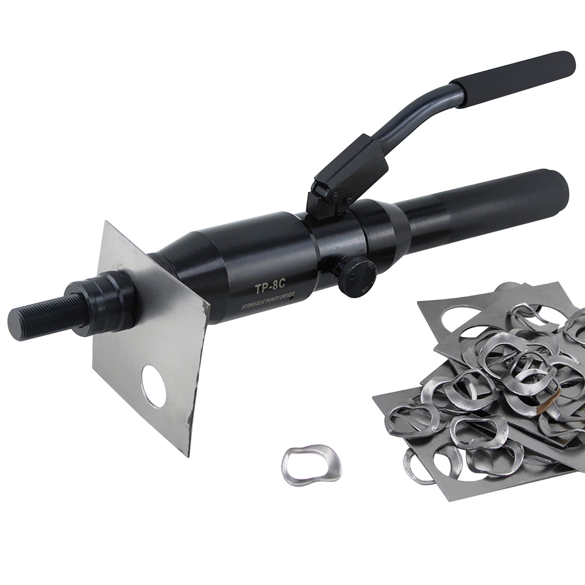 NEWTRY TP-8C - Abridor de agujeros hidráulico para perforación de placa de acero suave, aleación de aluminio, caja de interruptores de gabinete de distribución y perforación manual