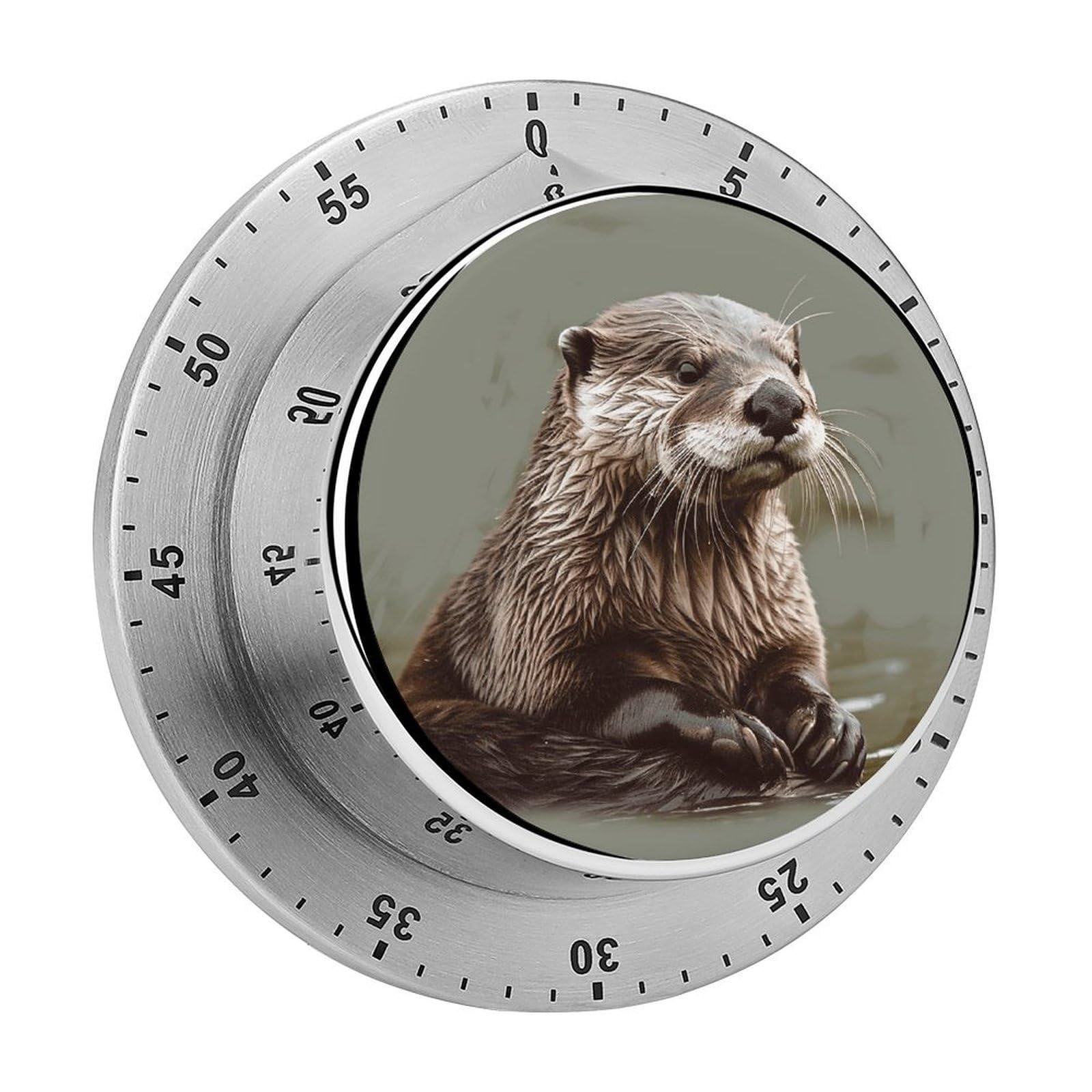 Otter Animal Kitchen Timer Chef Cooking Timers Clock with Loud Alarm Exquisite Stainless Steel Mechanical Desk Timers Magnetic Backing 60 Minute Visual Timer for Work