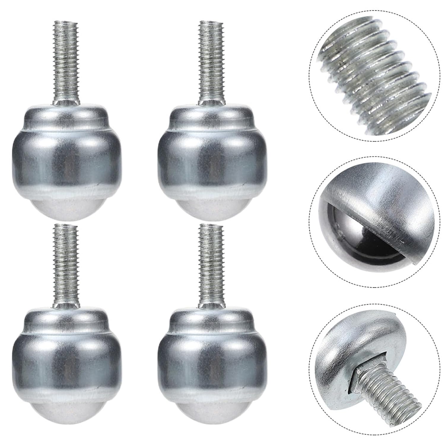 10pcs Small Ball Transfer Rollers with Threaded Stem Carbon Alloy 360° Rotation Ball Bearing Casters for Furniture Table Material Handling Industrial Use