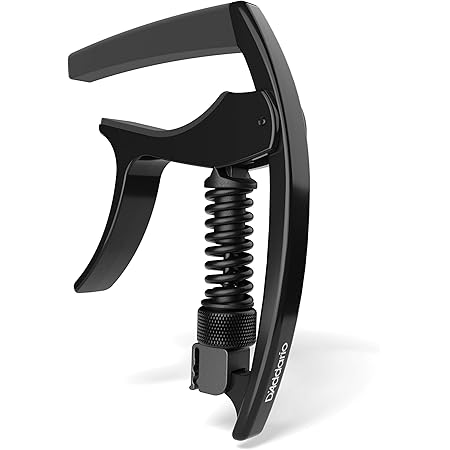 D’Addario NS Tri-Action Capo, Black – For 6-String Electric and Acoustic Guitars – Micrometer Tension Adjustment for Buzz-Free, In-Tune Performance - Single Hand Use – Integrated Pick Holder