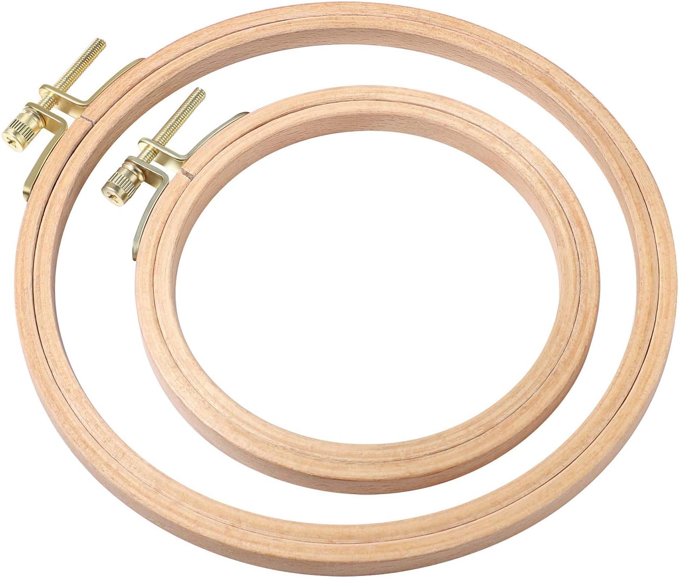 2 Pieces Natural Beech Wood Embroidery Hoops Cross Stitch Hoop Ring for Crafts and Handy Sewing(4 inch & 6 inch)