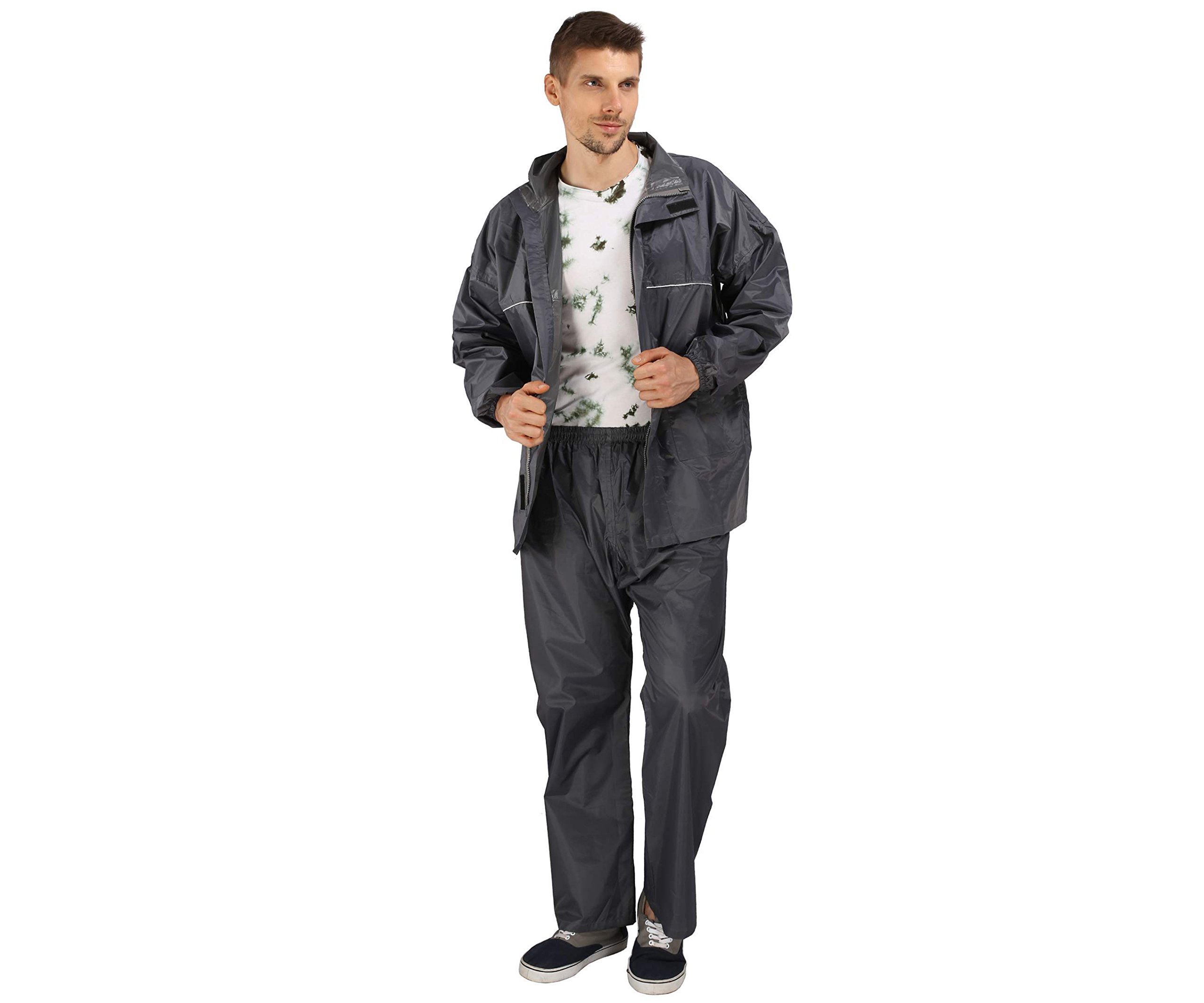 goodluck Rain Coat for Men Waterproof Bike Raincoat for Men with Hood Nylon Material. Set of Top and Bottom.-picture-17