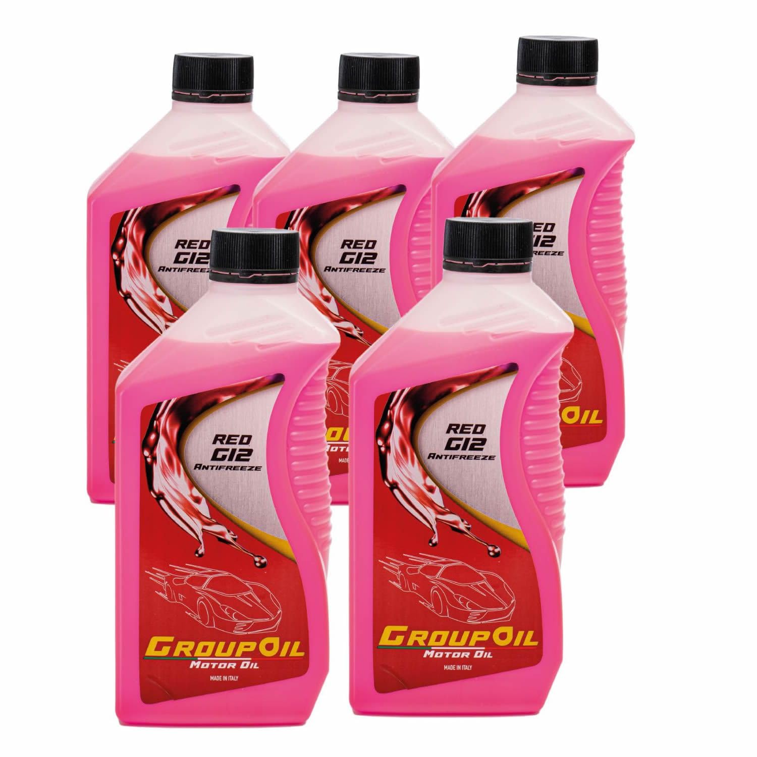 Antigelo 5X1L Red G12 Liquido antigelo- Antigelo Rosso, Liquido refrigerante auto-100% Made in Italy