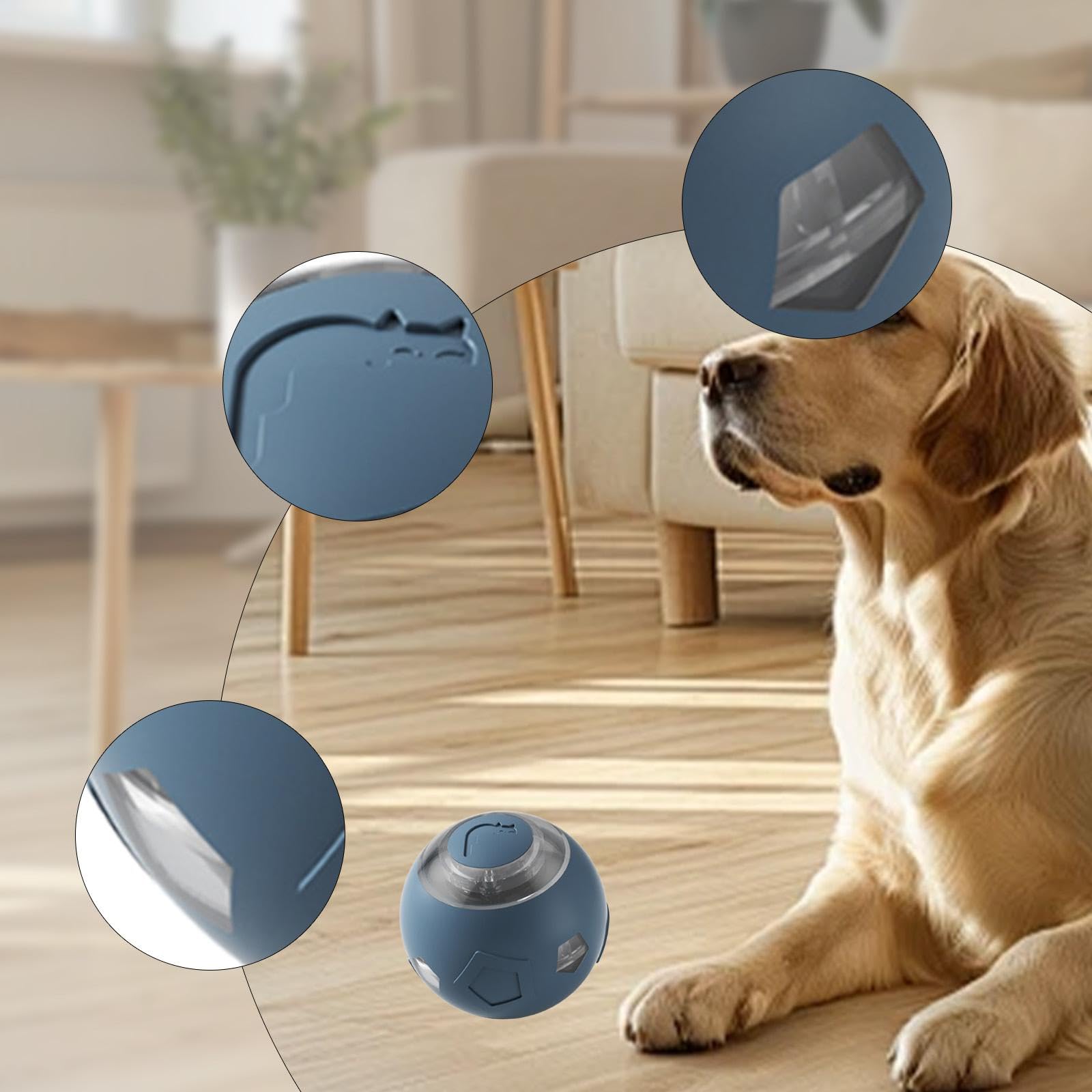 Colcolo Automatisches Katzenballspielzeug, intelligentes bewegliches, wiederaufladbares elektrisches Rollspielzeug, Katzen-Neckball für Park, Hellgraublau
