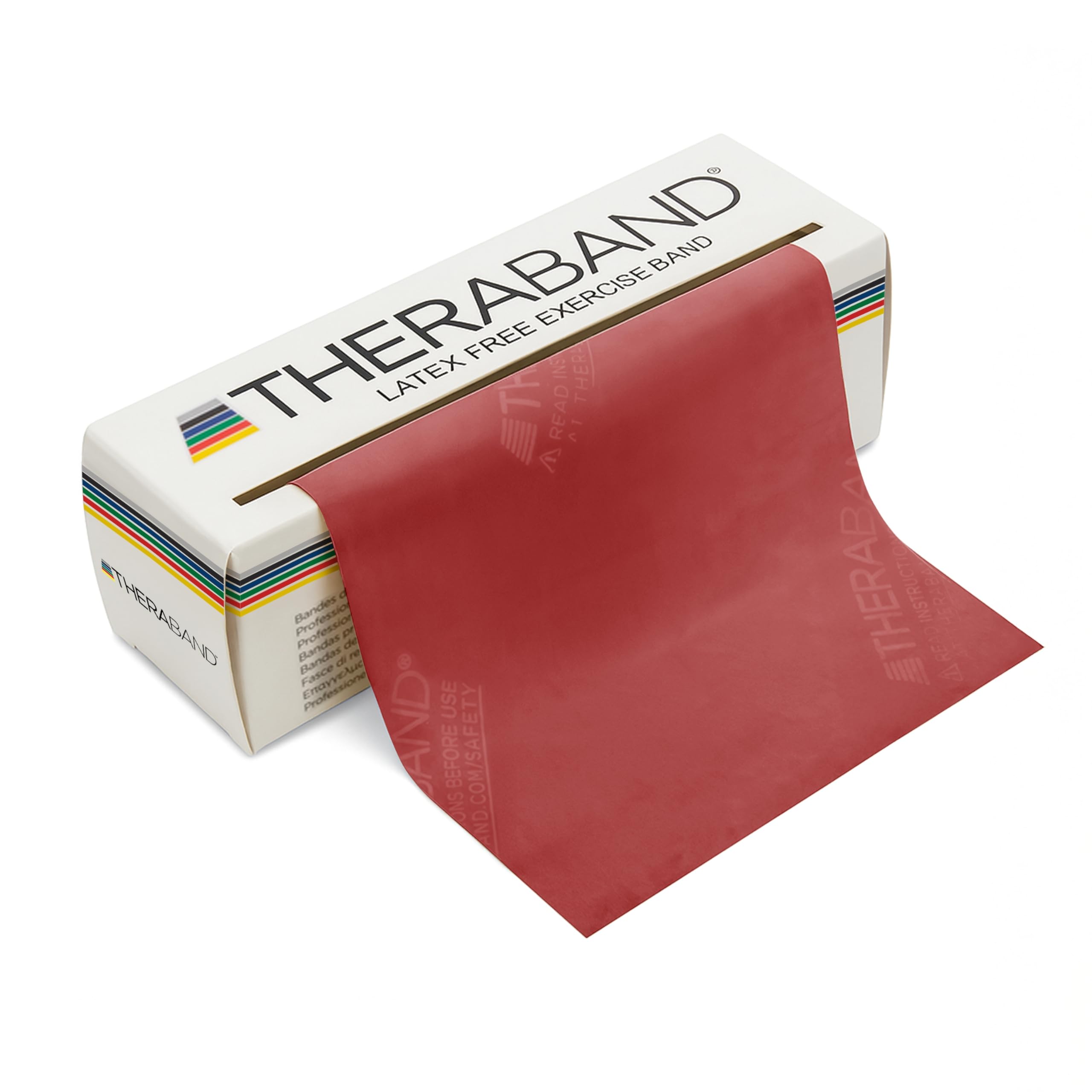 THERABAND Resistance Band Latex Roll – Stretch Bands for Exercise & Professional Physio, Exercise Band for Rehab, Pilates, Training & Mobility Recovery – 5 Ft Roll (15 Pack), Medium, Level 2 – Red