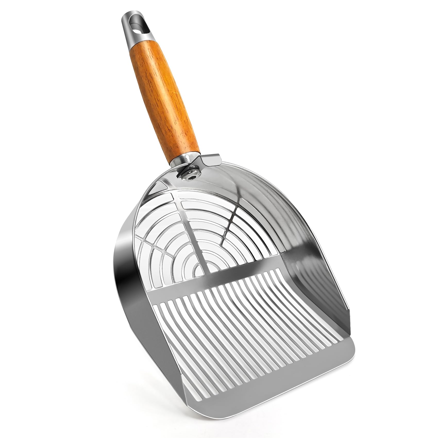 LIHOOOOM Cat Litter Scoop, Litter Scooper, Metal Cat Litter Scoop, Stainless Steel Cat Litter Scoop, Kitten Pooper Lifter, Kitty Metal Scooper with Holder for Cat Litter Box Strip Holes Easy Cleaning