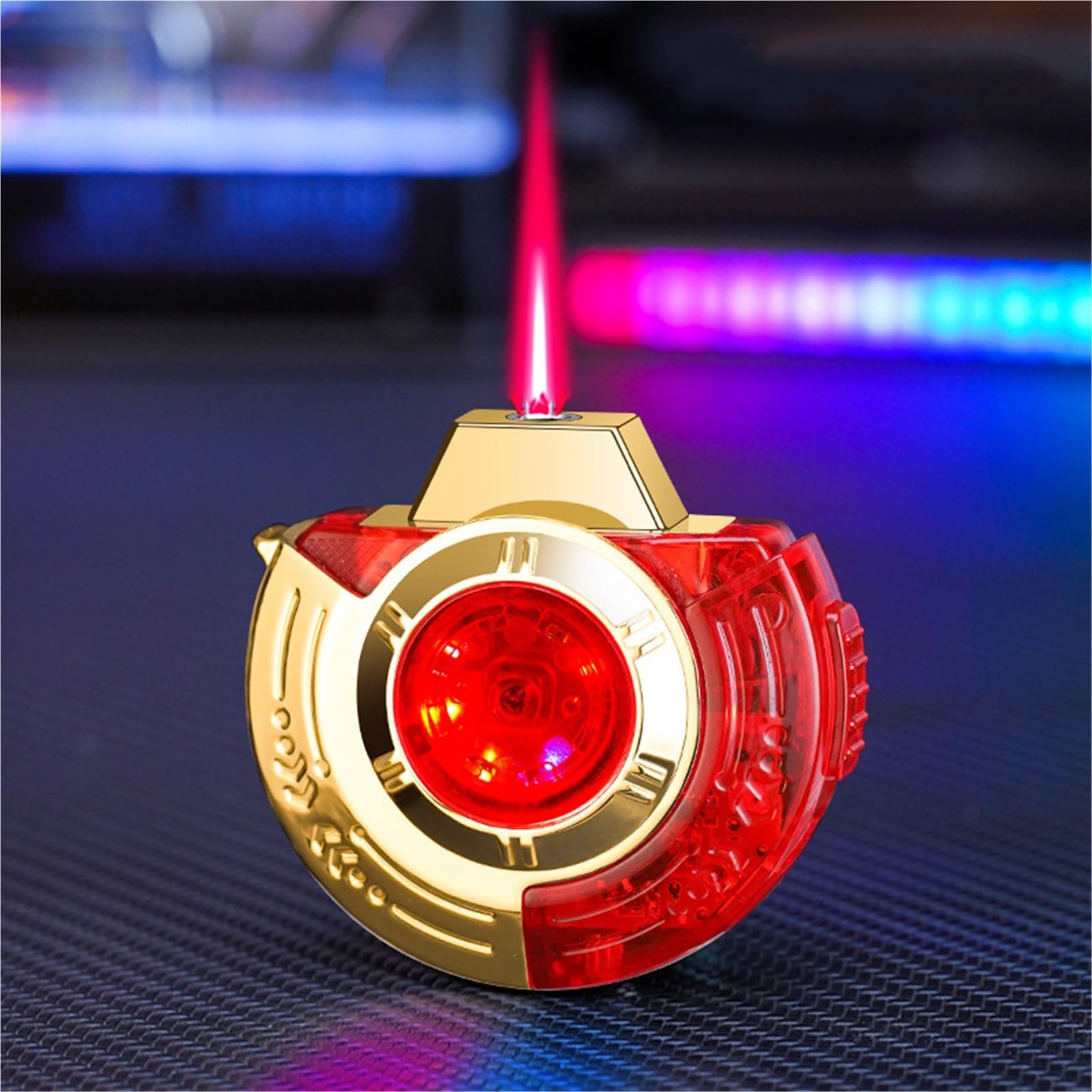 Briquet tempête butane rechargeable à fenêtre visible pour flamme réglable