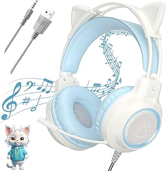 Amazon.co.jp: ゲーミング ヘッドホン 可愛い 猫耳ヘッドホン 有線