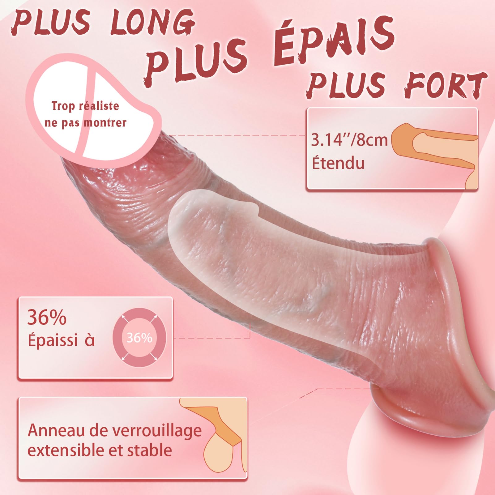 Gaines pour Pénis Sex Toys Homme - Sex Toýs Femme Couple Gode Sextoy Réaliste Gaine Jouet Sexuels Manchon Masculin pour Agrandir Son Pénis Éjaculation Retardée, Anneau Penien Sextoyse Couple Plaisir
