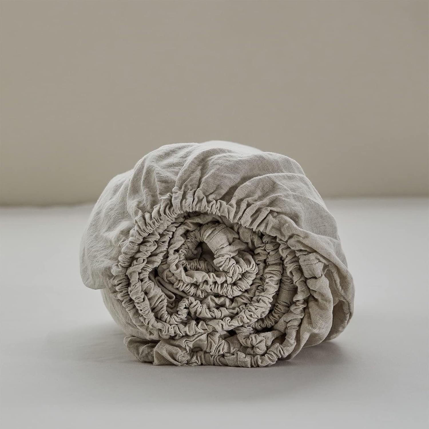 Simple&Opulence 100% Linen Fitted Sheet King(1 Piece), 14 Inch Deep Pocket Mattress Cover Natural French Flax Stone Washed Farmhouse Soft Breathable Bottom Sheets-Linen - Image 8