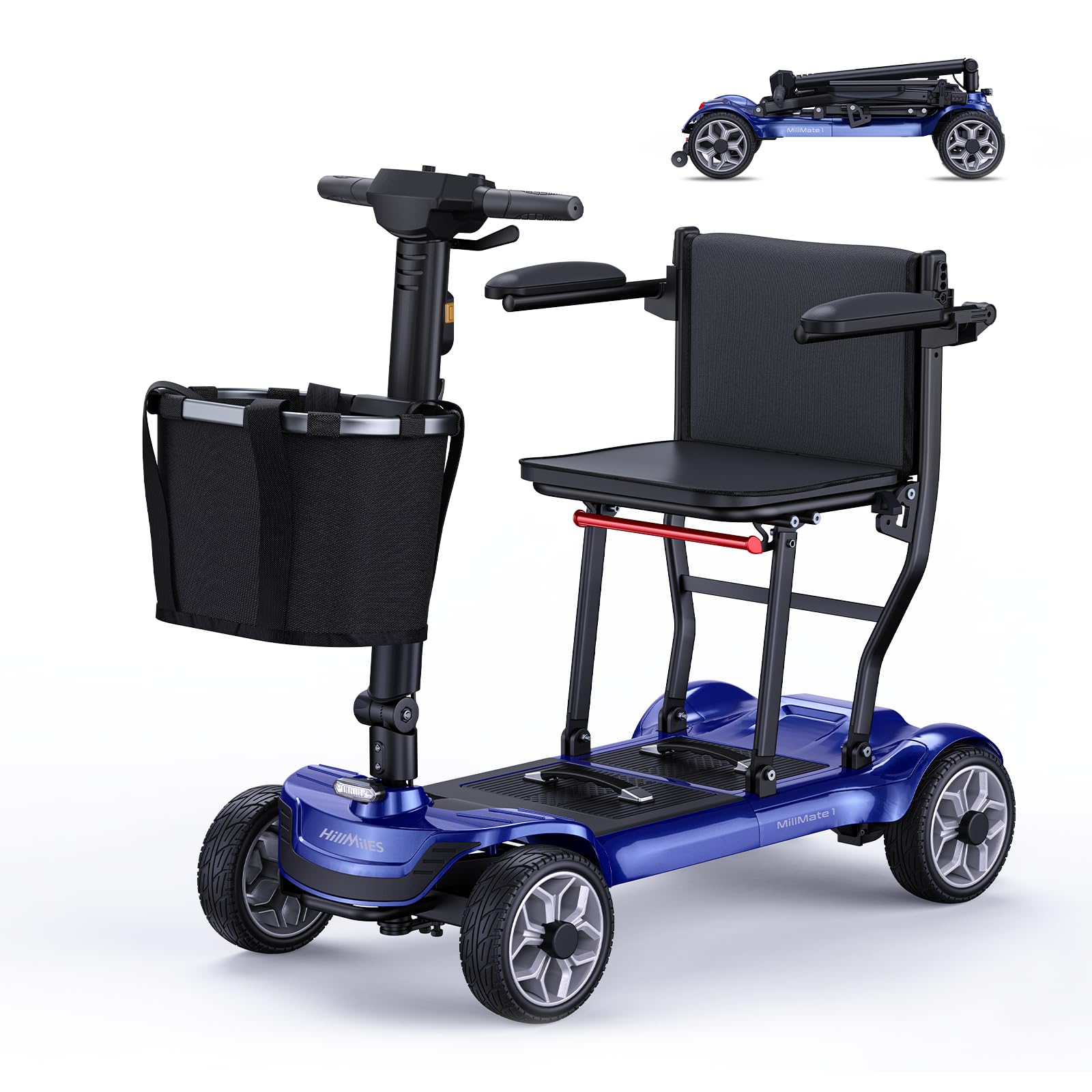 HillMiles MillMate1 Scooter Eléctrico Plegable para Mayores, Batería 384Wh