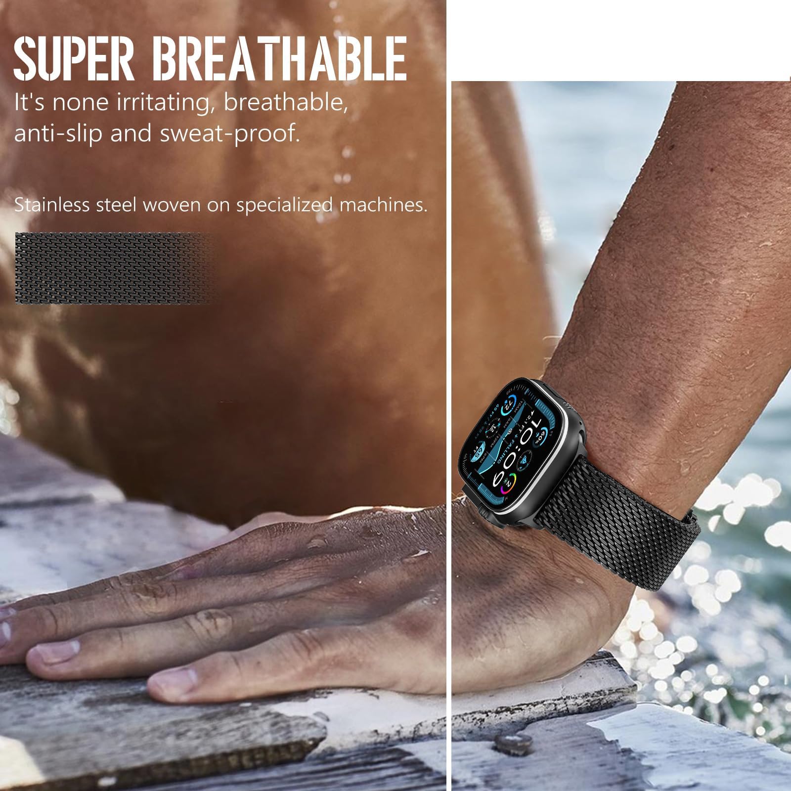 Bracelet de rechange sport robuste compatible avec Apple Watch 49 mm/46 mm/45 mm/44 mm/42 mm, compatible avec iWatch SE Series 10/9/8/7/6/5/4/3/2/1/Ultra/Ultra 2, pour hommes et femmes