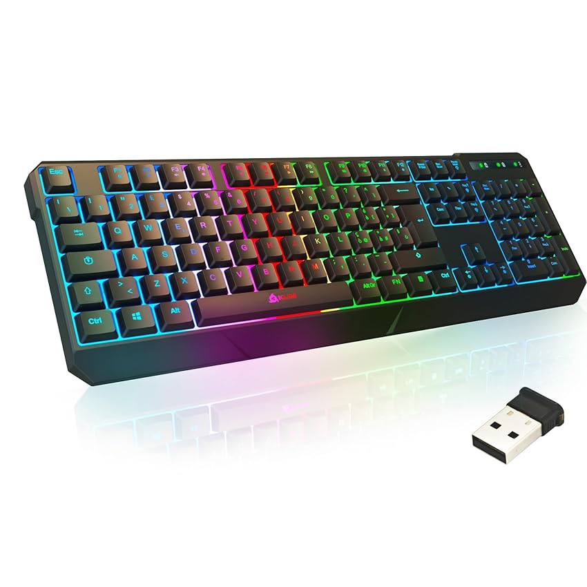 Immagine del prodotto KLIM Chroma Tastiera Wireless ITALIANA - Sottile, Resistente, Ergonomica + Tastiera Gaming Retroilluminata Silenziosa e Impermeabile + Tastiera PC Mac PS4 Xbox + NUOVA VERSIONE 2024 + Nera