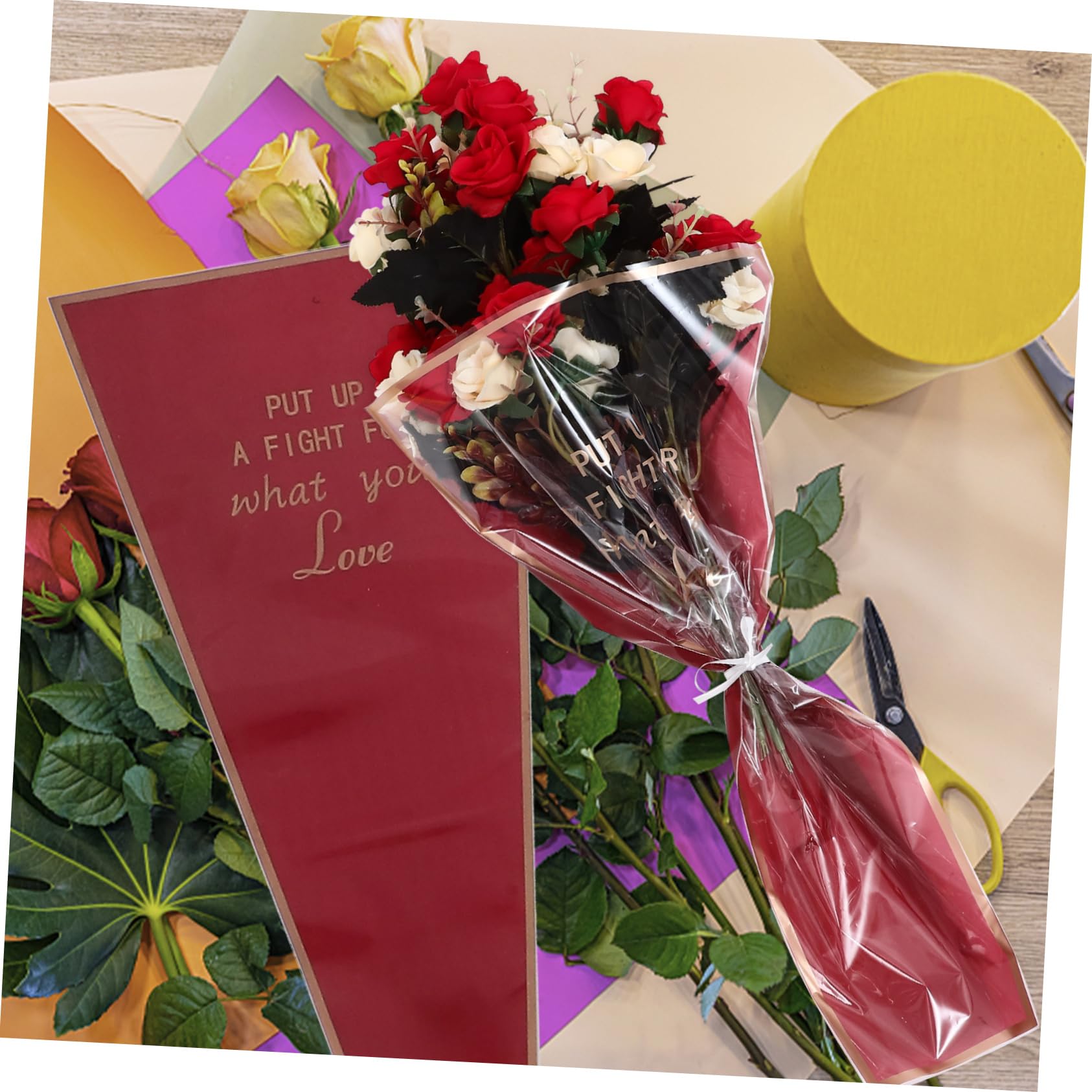 LOPUNER 150 Stück Blumenverpackungstaschen aus Opp Einfache Handhabung und Aufbewahrung für Lavendel und Tulpen für Muttertag und Erntedankfest