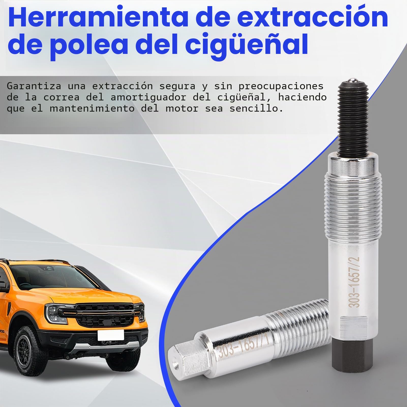 Herramienta de extracción de polea del cigüeñal para motor F ord 2.0L EcoBlue D iese l compatible con Transit Custom Transit FWD RWD 2018-2024, incluye ejes 303-1657/1 y 303-1657
