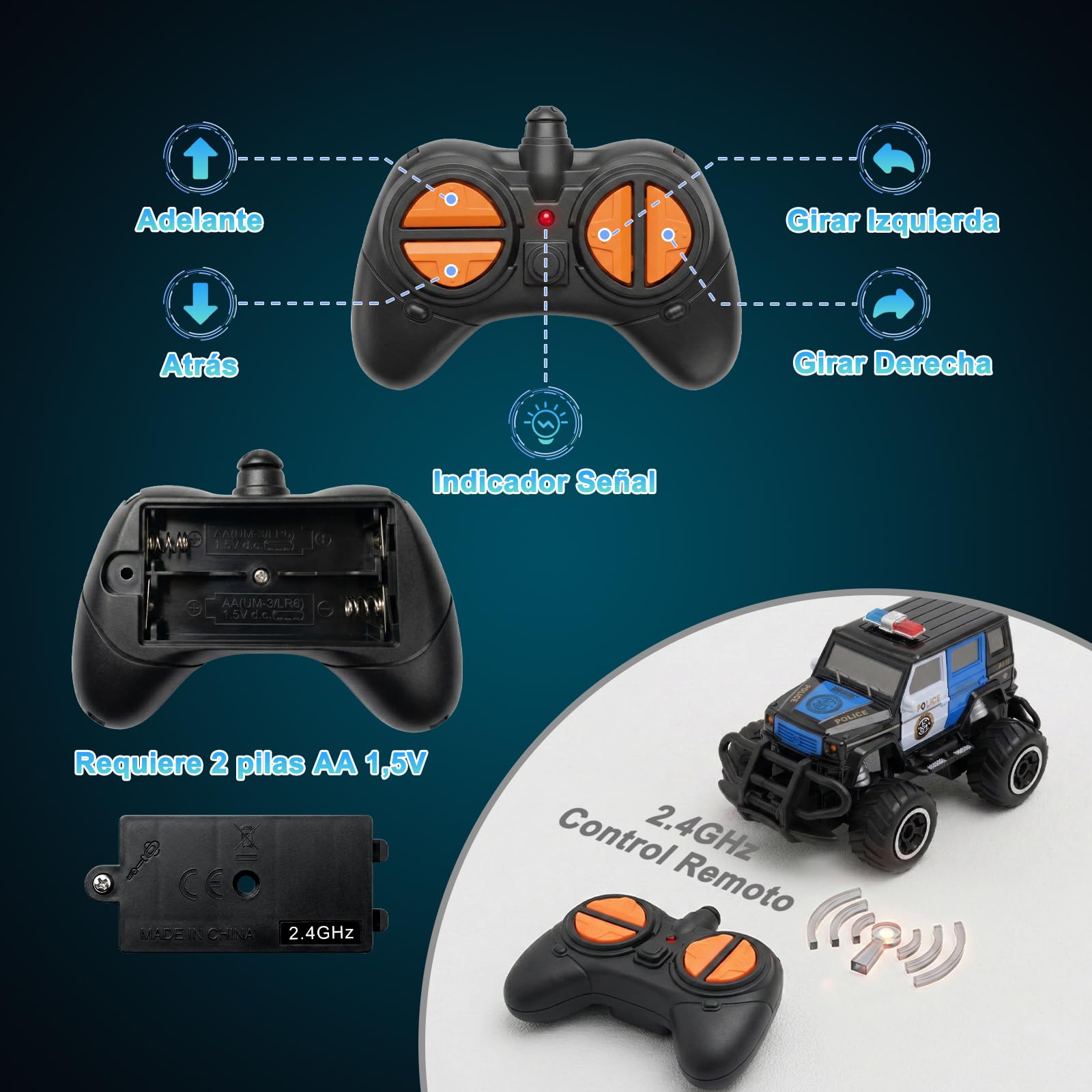 Pup Go Coche Teledirigido para Niños 3+ Años, Niños, Rápido RC Coche de Juguete, Coche Radiocontrol Coche de Policía Niña, Radio Control de Coches Juegos Regalos Cumpleaños