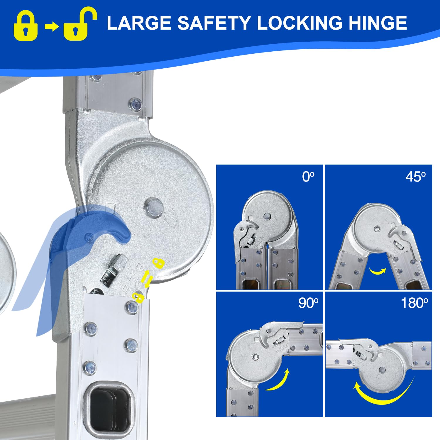 Cecaylie Scala multiuso da 5,8 m, 4 x 5 m, scala da lavoro 7 in 1, in alluminio, 2 piastre e 2 ruote, 16 gradini, fino a 150 kg