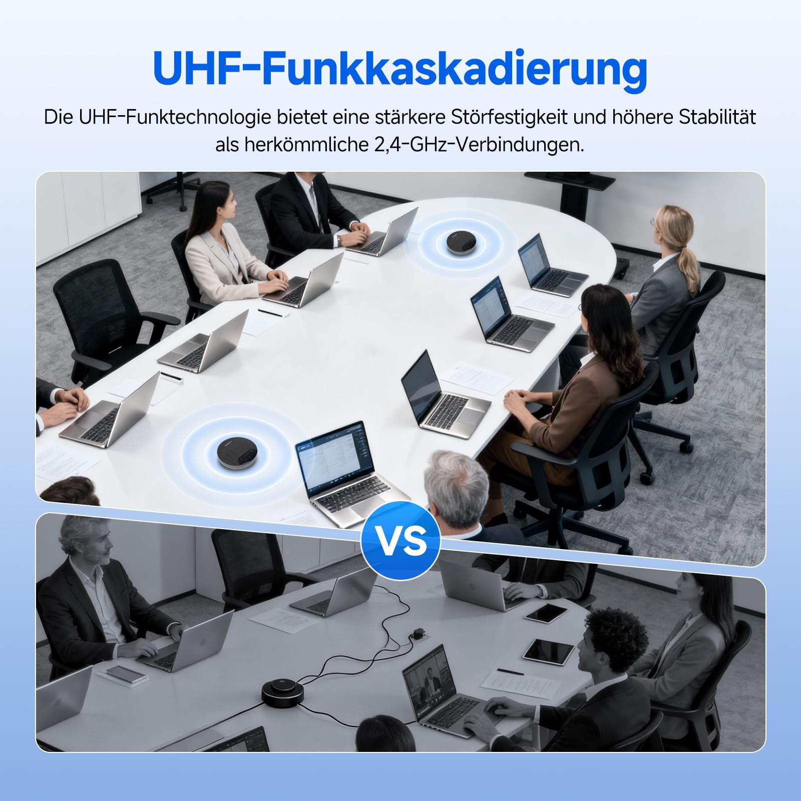 SVBONY SVN O1 Konferenzlautsprecher mit Mikrofon (2 Pack), 3A+KI-Geräuschunterdrückung, Drahtlose Erweiterungstechnologie, 10m Entfernung, 3 Plug-&-Play-Anschlüsse für Mega-Konferenz(10-20 Personen)