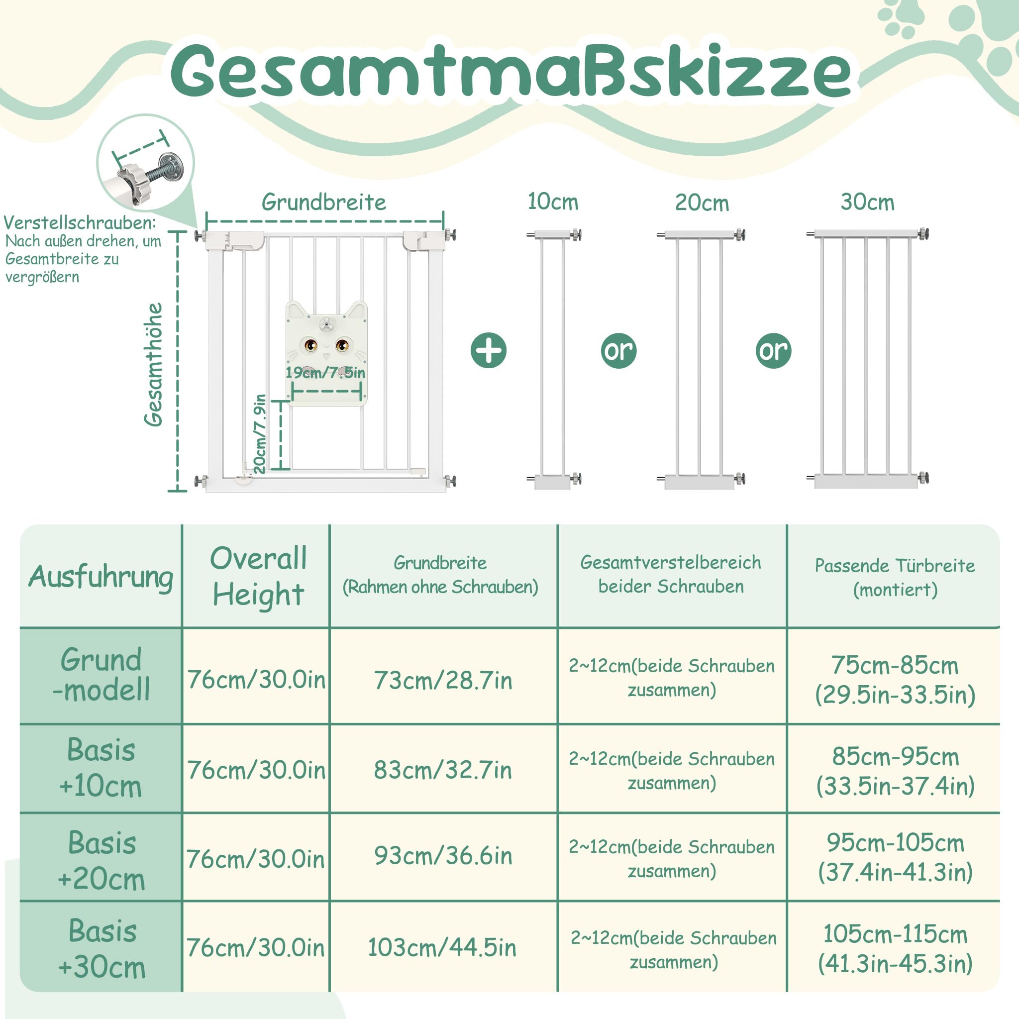 ACXIN Türschutzgitter Weiß 105-115 cm, Kinder Schutzgitter mit Katzenklappe, Babygitter Metall für Tür Treppe, ohne Bohren, beidseitig öffnend, Sicherheitsgitter für Baby Haustiere