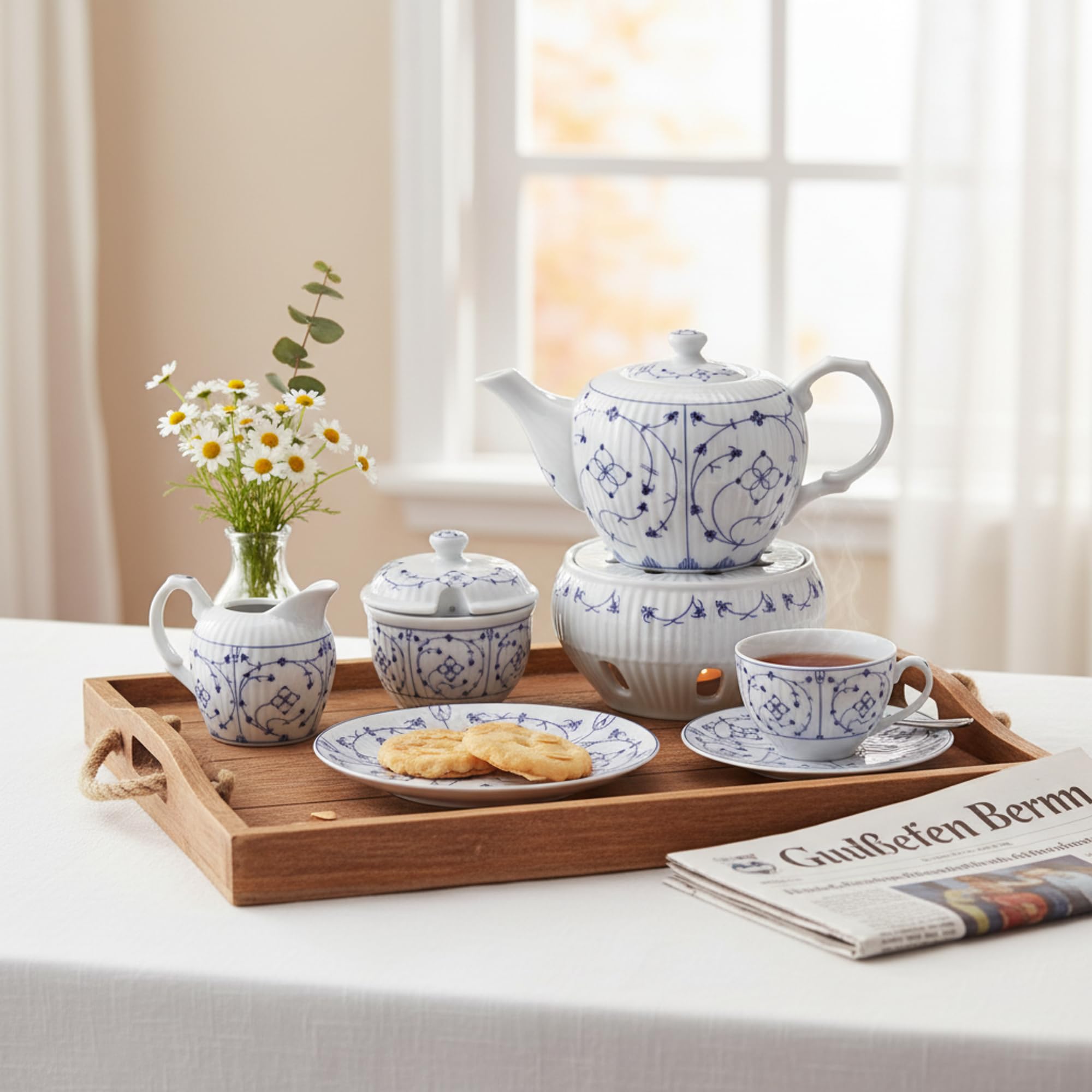 Tea Set Indian Blue 22 Pieces : Amazon.ie: Home & Kitchen