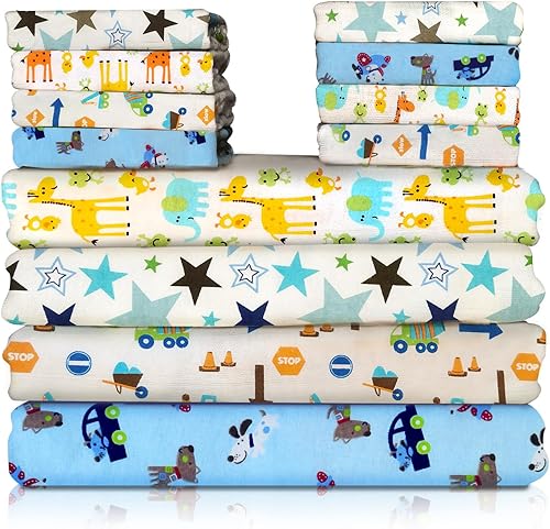 Omilion Manta de recepción para bebé, paquete de 4, 30 x 30 pulgadas, 100% algodón de franela, diseños de patrones mixtos, incluye un paño para