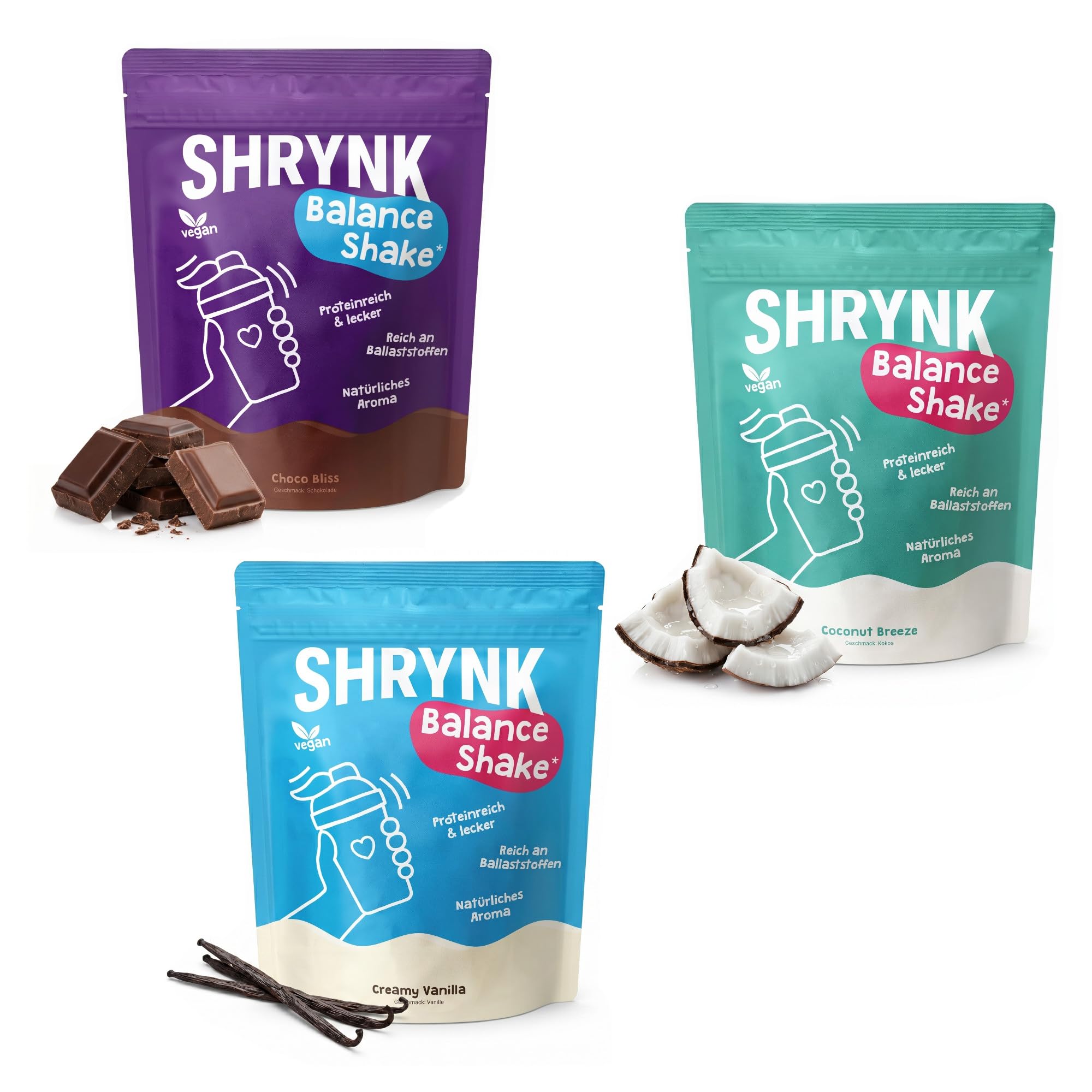 SHRYNK Balance Shake Mahlzeitenersatz Creamy Vanilla (500g) - Eiweißshake zum Abnehmen - Trinkmahlzeit Pulver - High Protein Diät Drink ohne Inulin - Vegan Abnehmen Shake