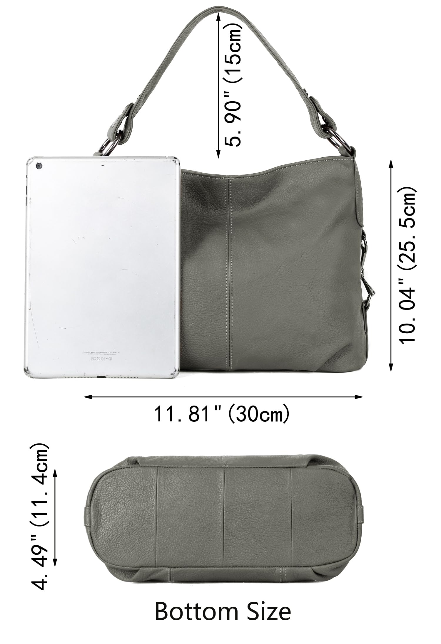 YALUXE Genuine Leather Shoulder Bags Stylish Hobo Handbags Purses Crossbody Bags for Women | Genuine Leather, Stylish: Grey 2.0