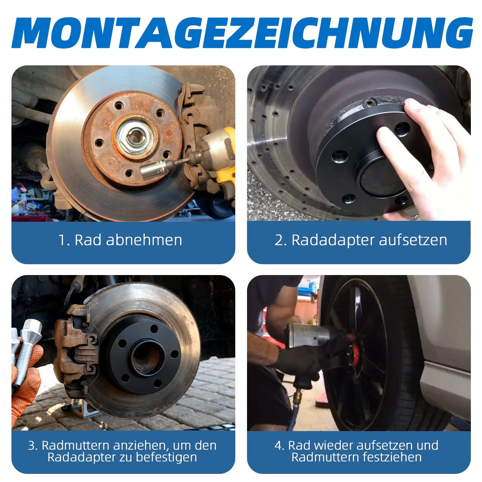 2 x 20 mm Radnaben-Distanzset 5x112 Ø66,5 für Mercedes-Benz | 40mm Spurverbreiterung für Mercedes 117/176/204/211/218. Inkl. 10 Kugelbund-Schrauben M14x1,5 (R13, 50mm). Schwarz eloxiert.