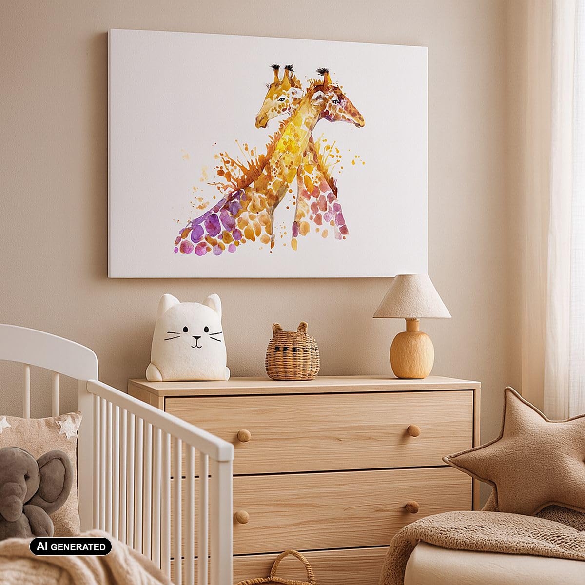 Cuadro sobre Lienzo 70x50cm Moderno Horizontal Infantil Animales - 2883