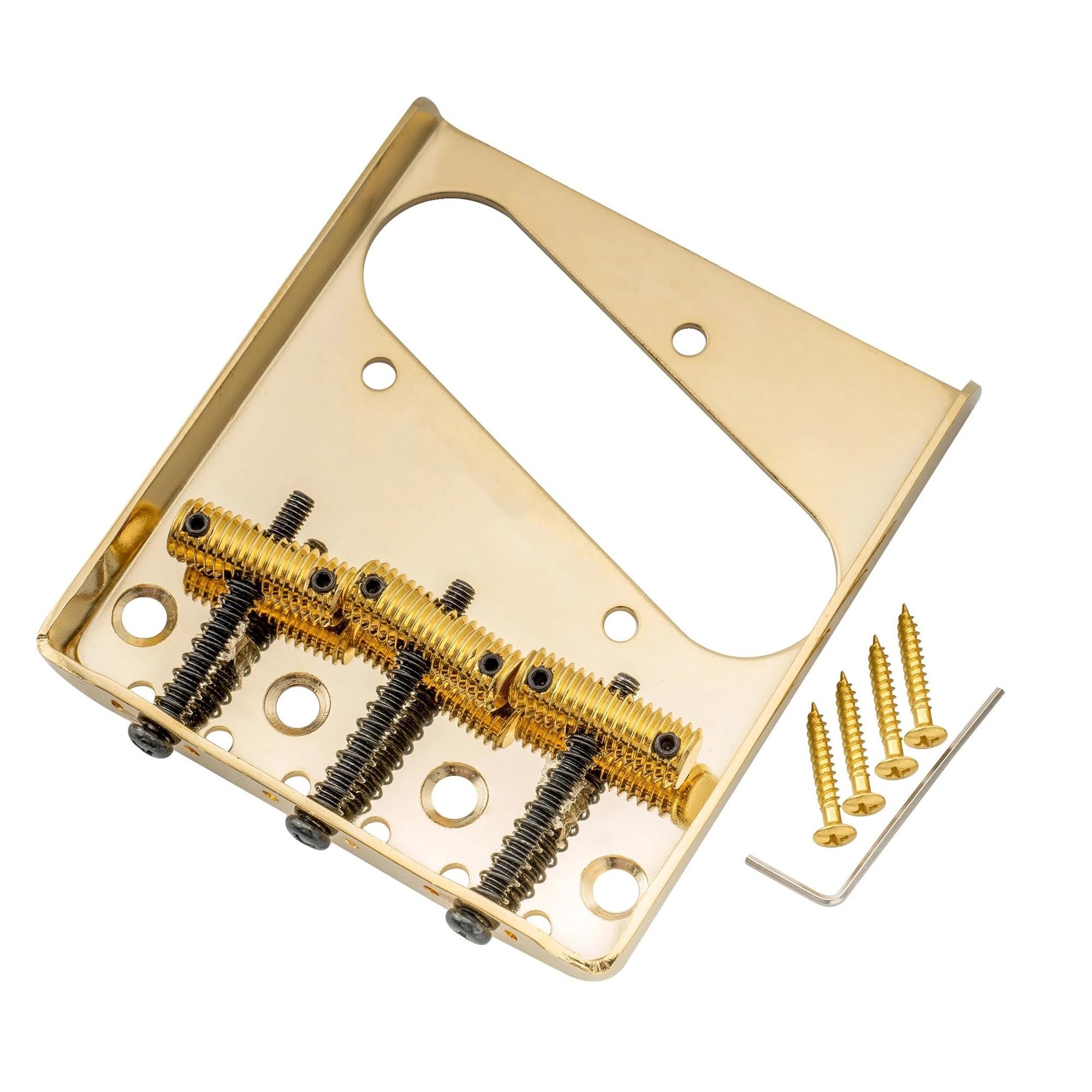 Puente Roscado De 54 Mm Con 3 Silletas Apto Para Guitarras | Puente de guitarra(Gold)