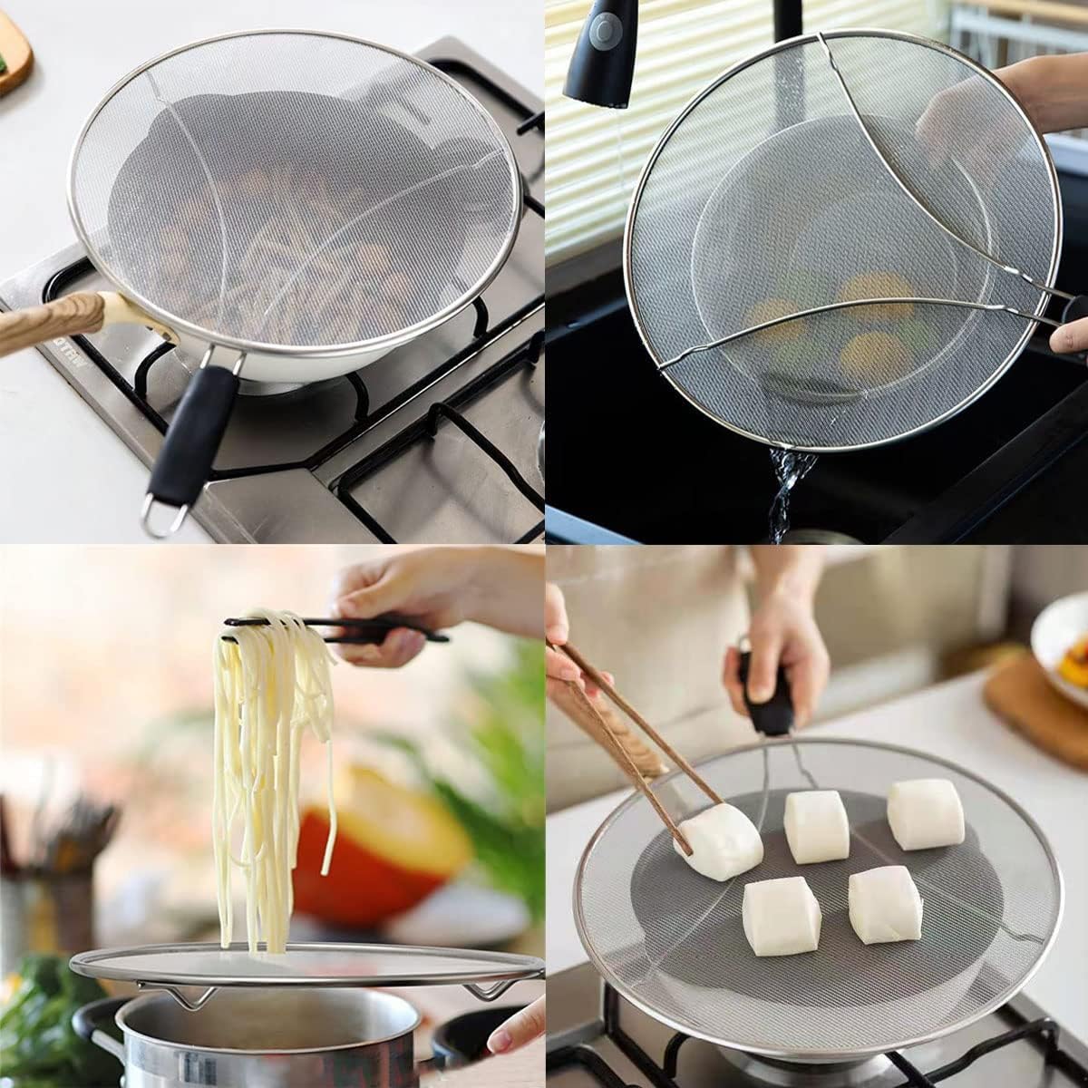 Protector contra salpicaduras de acero inoxidable de 33 cm, tapa de hierro duradera para limpieza de cocina, evita salpicaduras de grasa, accesorio de cocina ideal para chefs caseros