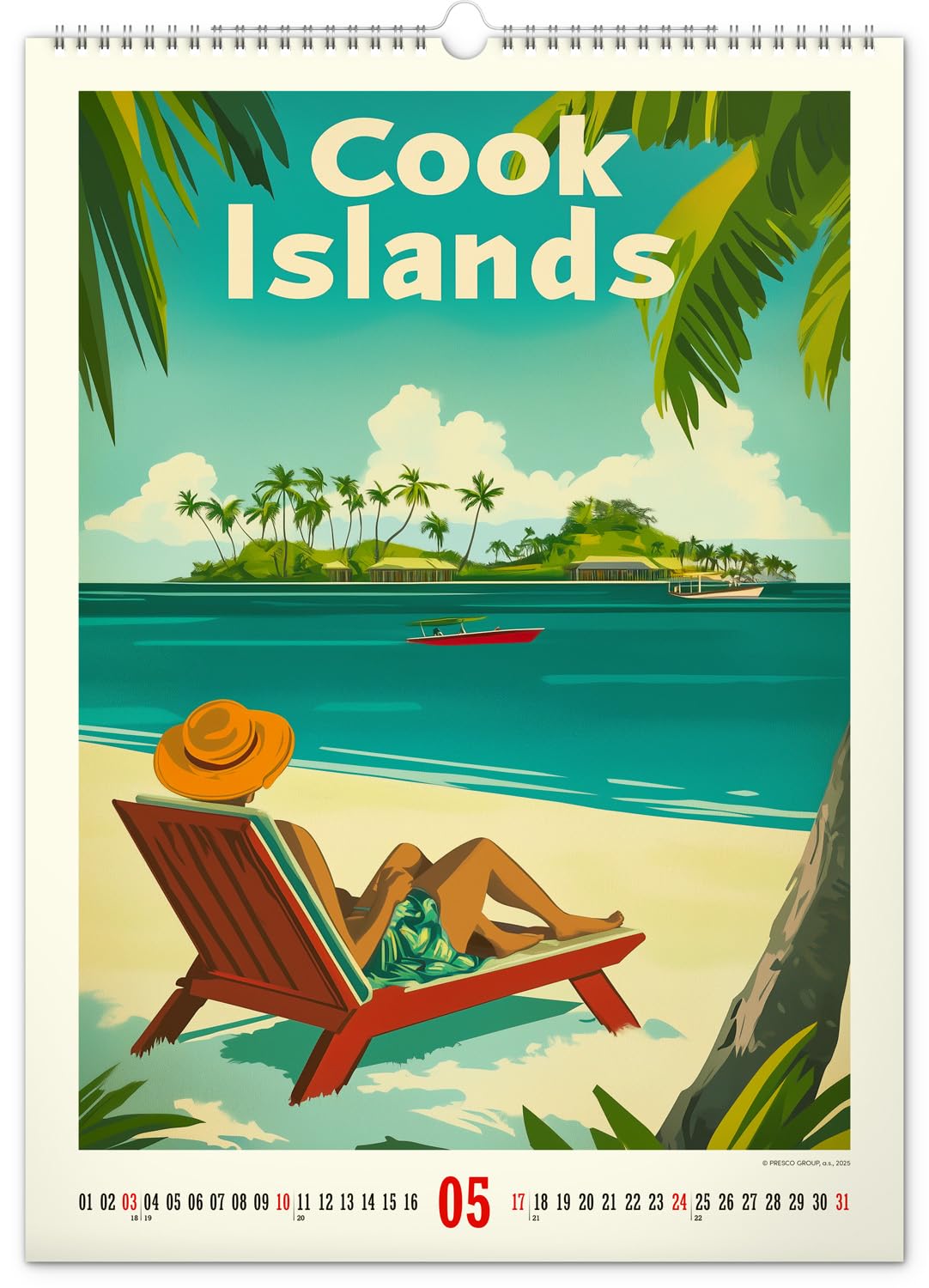 NOTIQUE Wandkalender 2026 Vintage Poster – Tropische Paradiese – Exotische Landschaften & Strandmotive – Bildkalender 33x46 cm