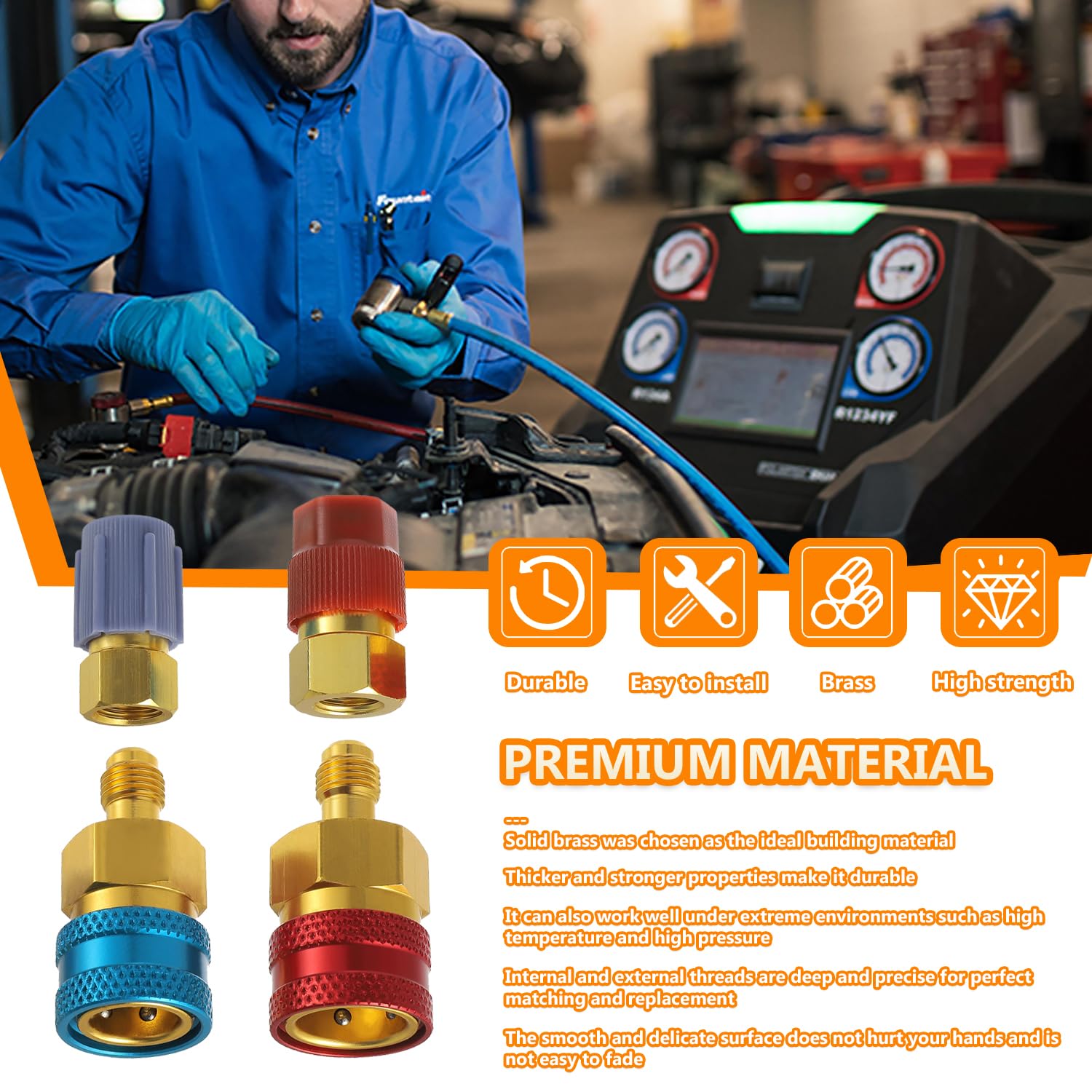 R1234yf Kit di ricarica del refrigerante R1234yf a R134a Connettore rapido Lato alto Lato basso R1234YF Adattatore connettore tubo per la ricarica del refrigerante A/C (2 pezzi)