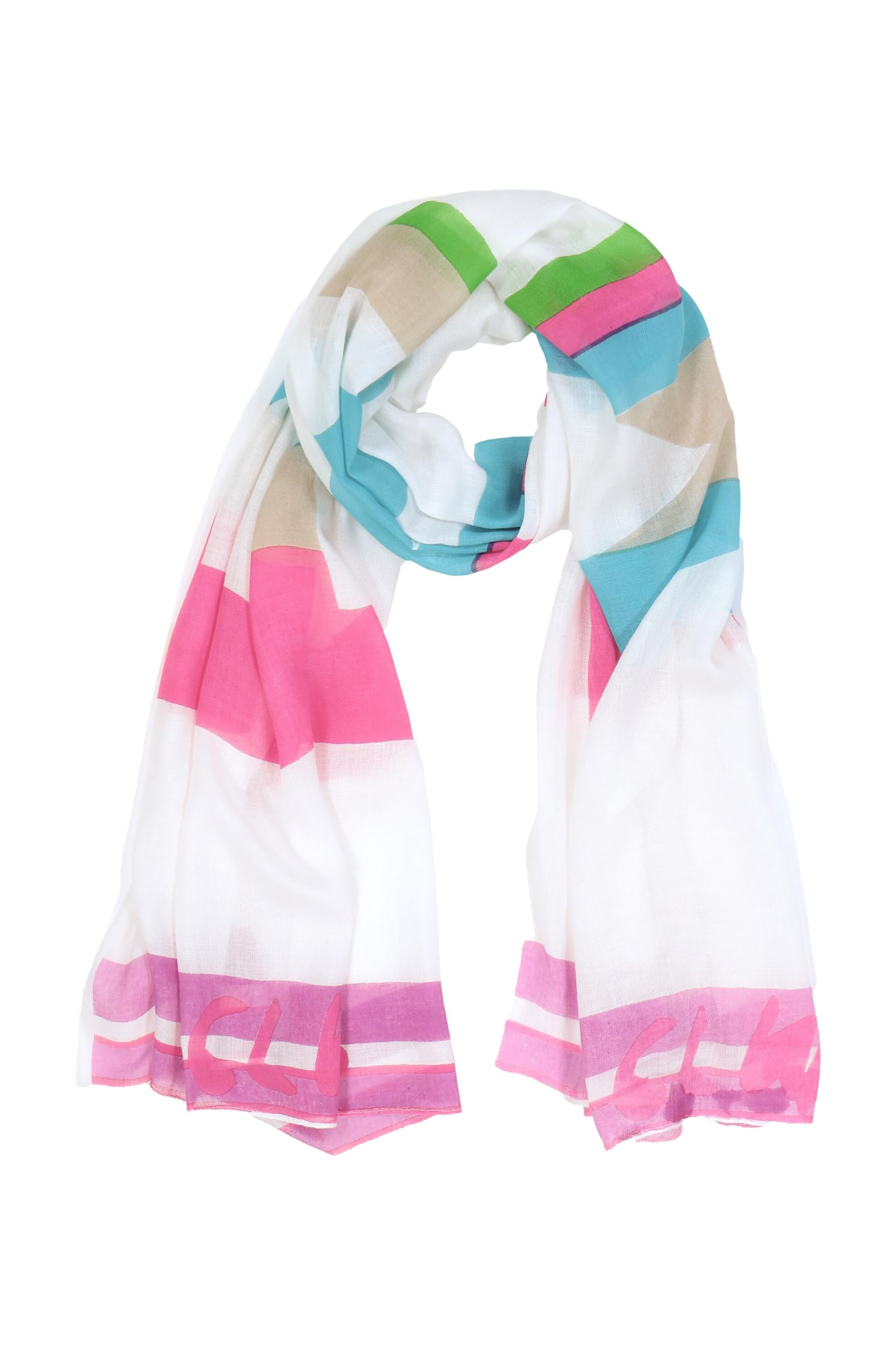 Ulla Popken Damen große Größen Übergrößen Plus Size Schal, Pink-Schriftzug, Bordürendruck 841067