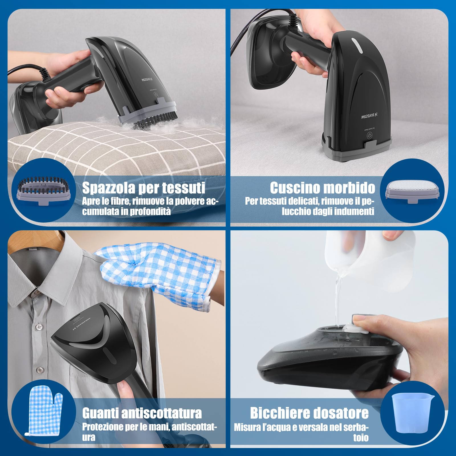NTAYDZSW Ferro da stiro a vapore portatile 1800W, riscaldamento in 20s, serbatoio 300 ml, spegnimento automatico, per casa, viaggio e ufficio