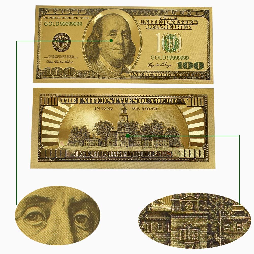 金の100ドル札風コレクションアイテム 金の100ドル札風コレクションアイテム