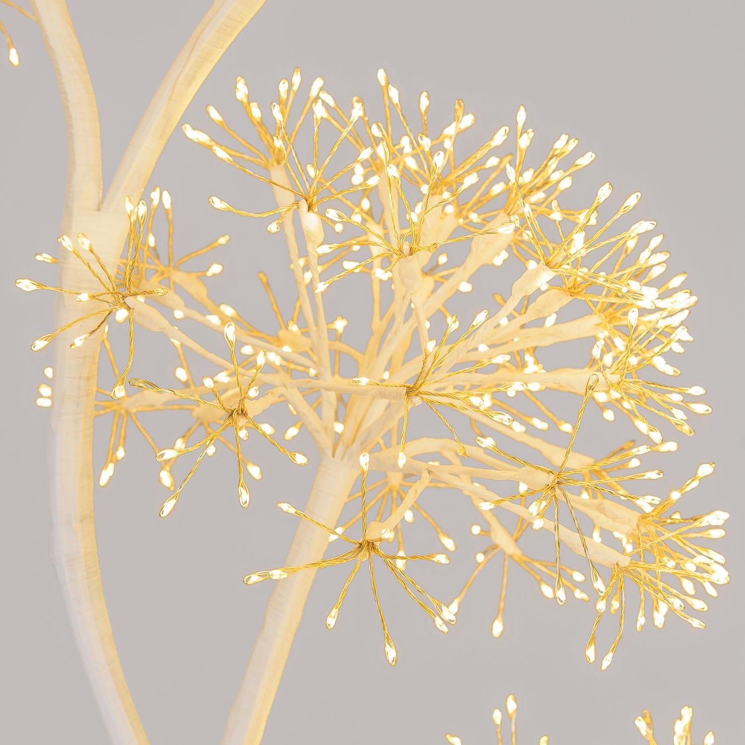 Magie di Natale Ramo di albero 5 sfere RICH con microled bianco caldo per uso interno (Marrone 120 cm)