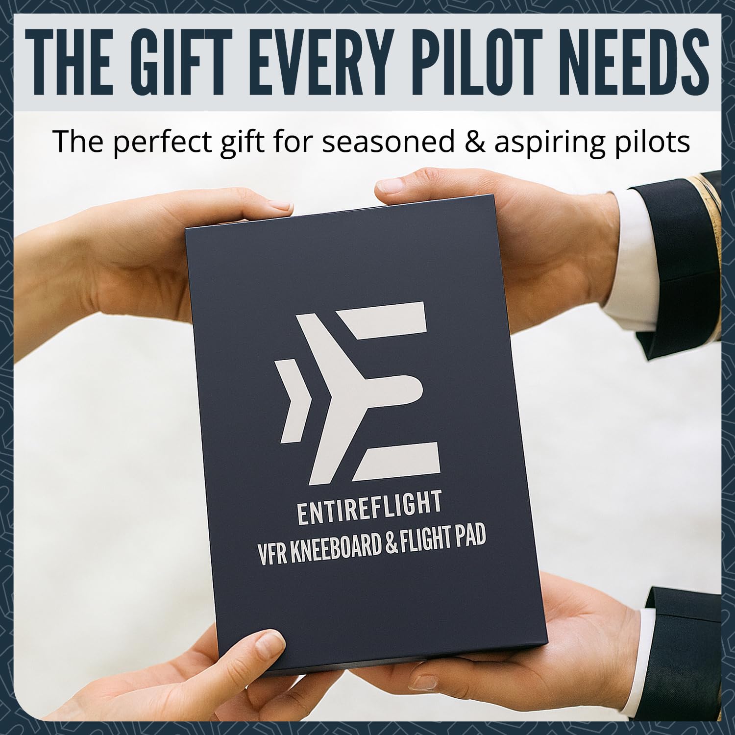 EntireFlight Aviation Pilot Kneeboard VFR nero con blocco note strutturato – Premium Pilot Gear & Flight Bag Accessory-Airplane Grade Aluminum-Elastic Knee Board Strap & Pen-Box inclusi per i piloti