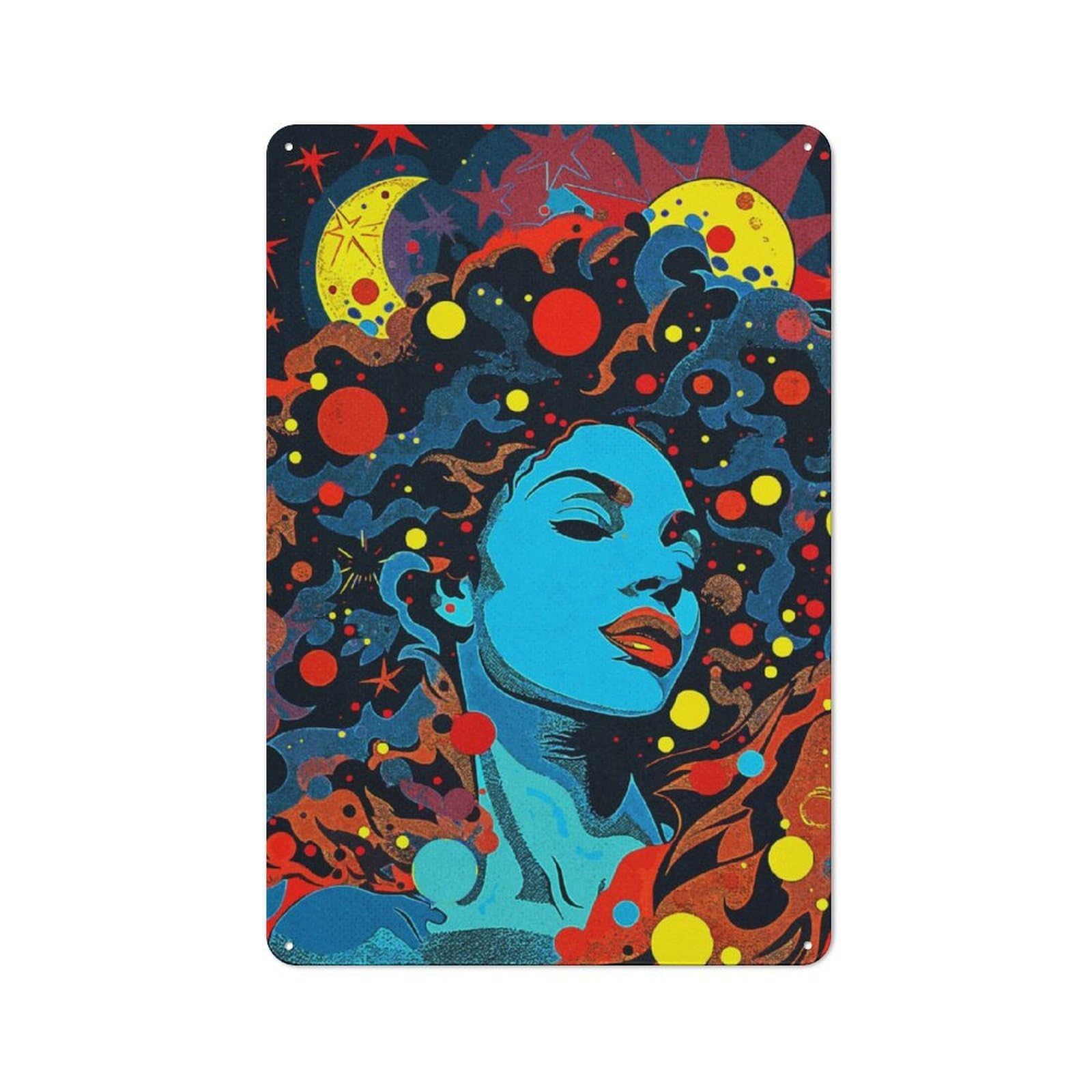 Junmoney Abstract Space Fantasy Metal Wall Sign 30X20cm Featuring For Living Room Wall, A Decorative Gift For A Newly Furnished Living Room
