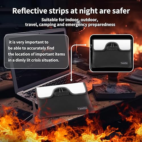 Miniatura 7 de Bolsa de dinero ignífuga de 5200F con cerradura, bolsa de documentos ignífuga con cremallera, 8 capas de aislamiento contra incendios, pequeña bolsa