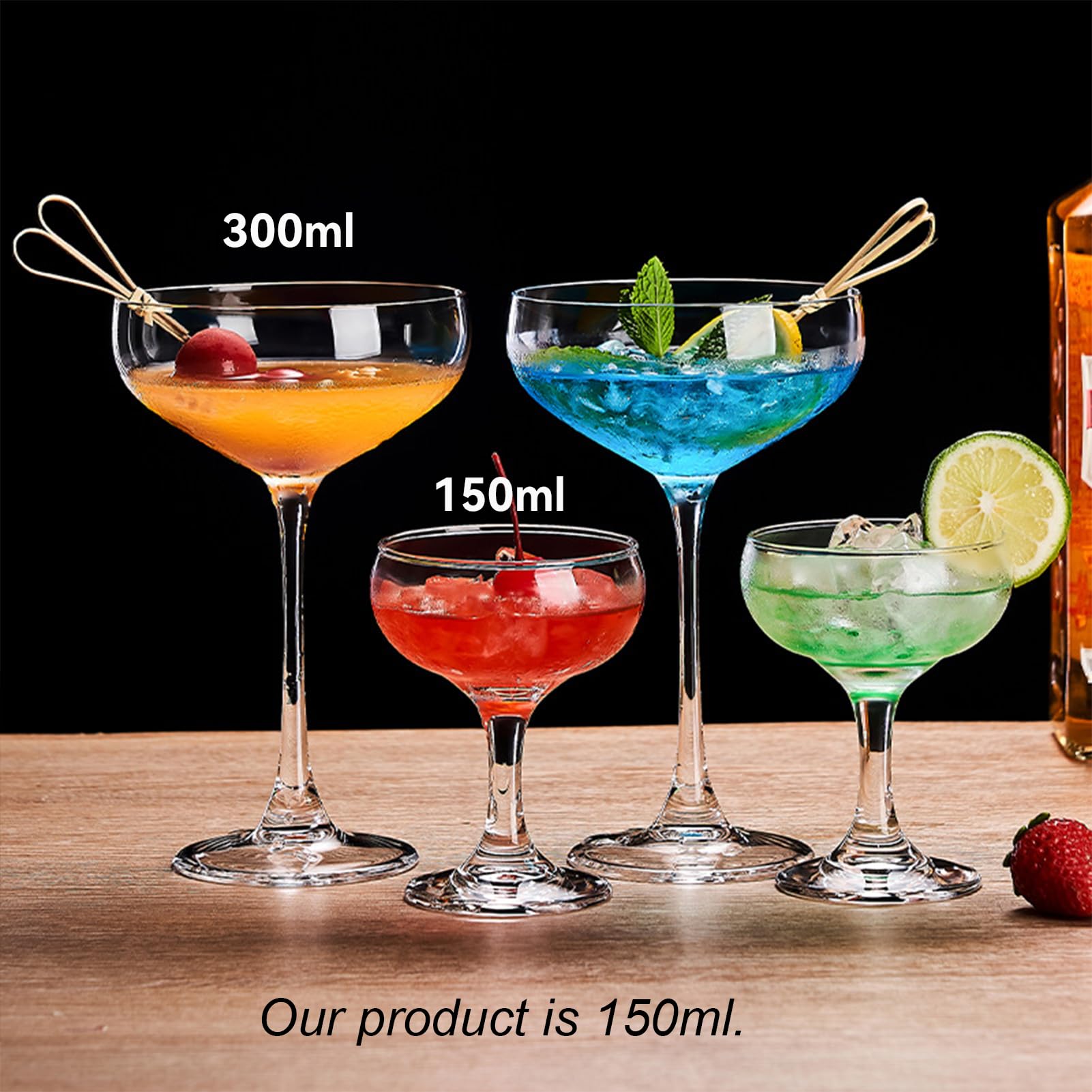 MYKAGS Lot de 6 verres à martini classiques Margarita Daiquiri Manhattan, capacité de 150 ml, parfaits pour les bars à la maison et les divertissements