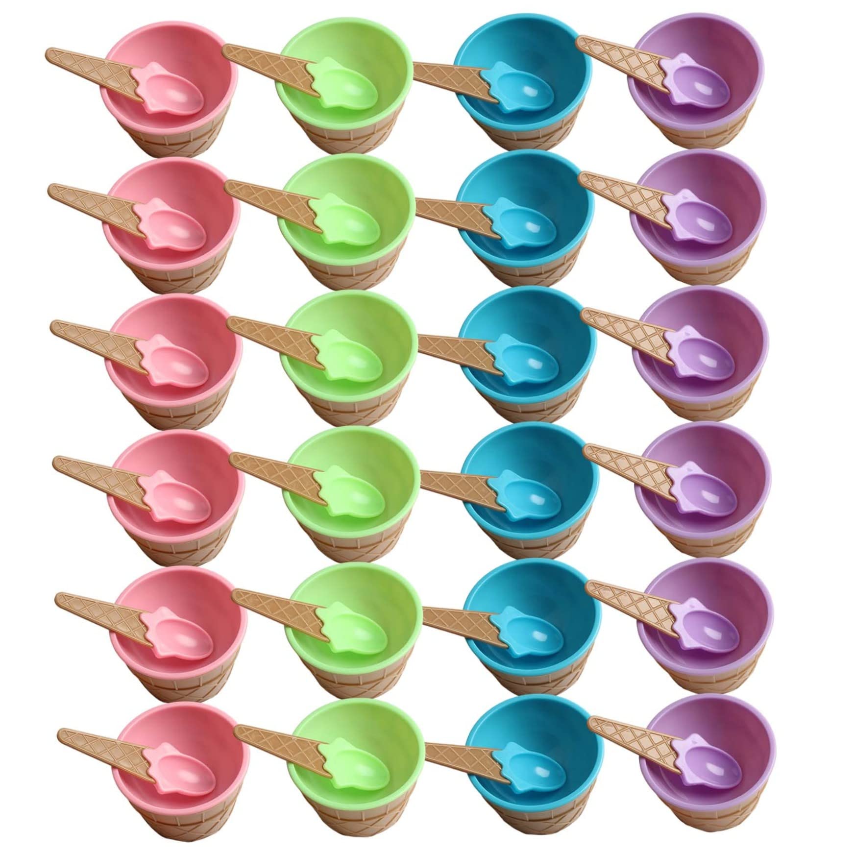 Tasses de crème glacée mignonnes en couleur pour buffet de fête et goûter d'enfants 48pcs