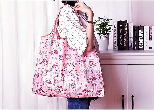 Miniatura 5 de Kerr's Choice Bolsa de comestibles portátil ligera Bolsa de compras de gran capacidad Bolsa de asas reutilizable duradera Accesorios de viaje, Rosado