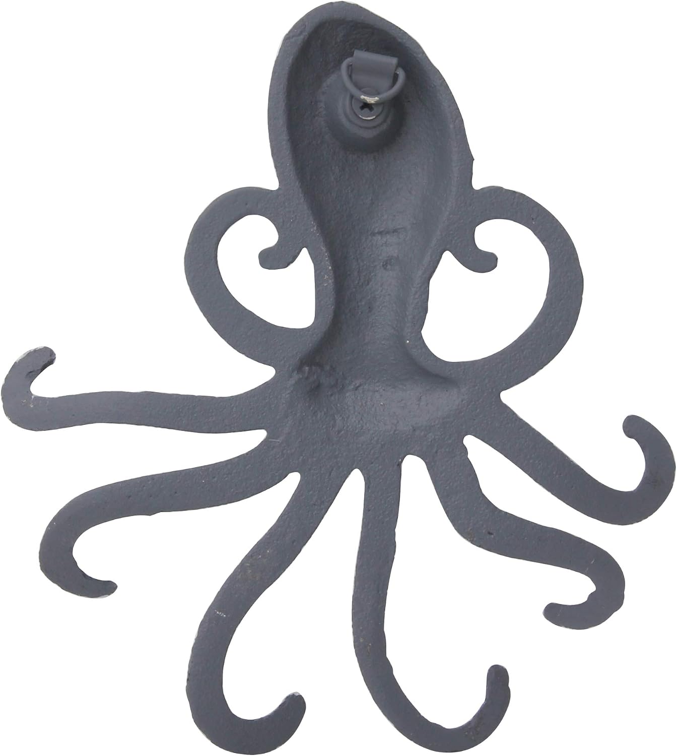 Stonebriar Cast Iron Octopus Decorative Wall Hook, Unique Nautical Design, Multiple Hooks , Silver 6.7" x 6"