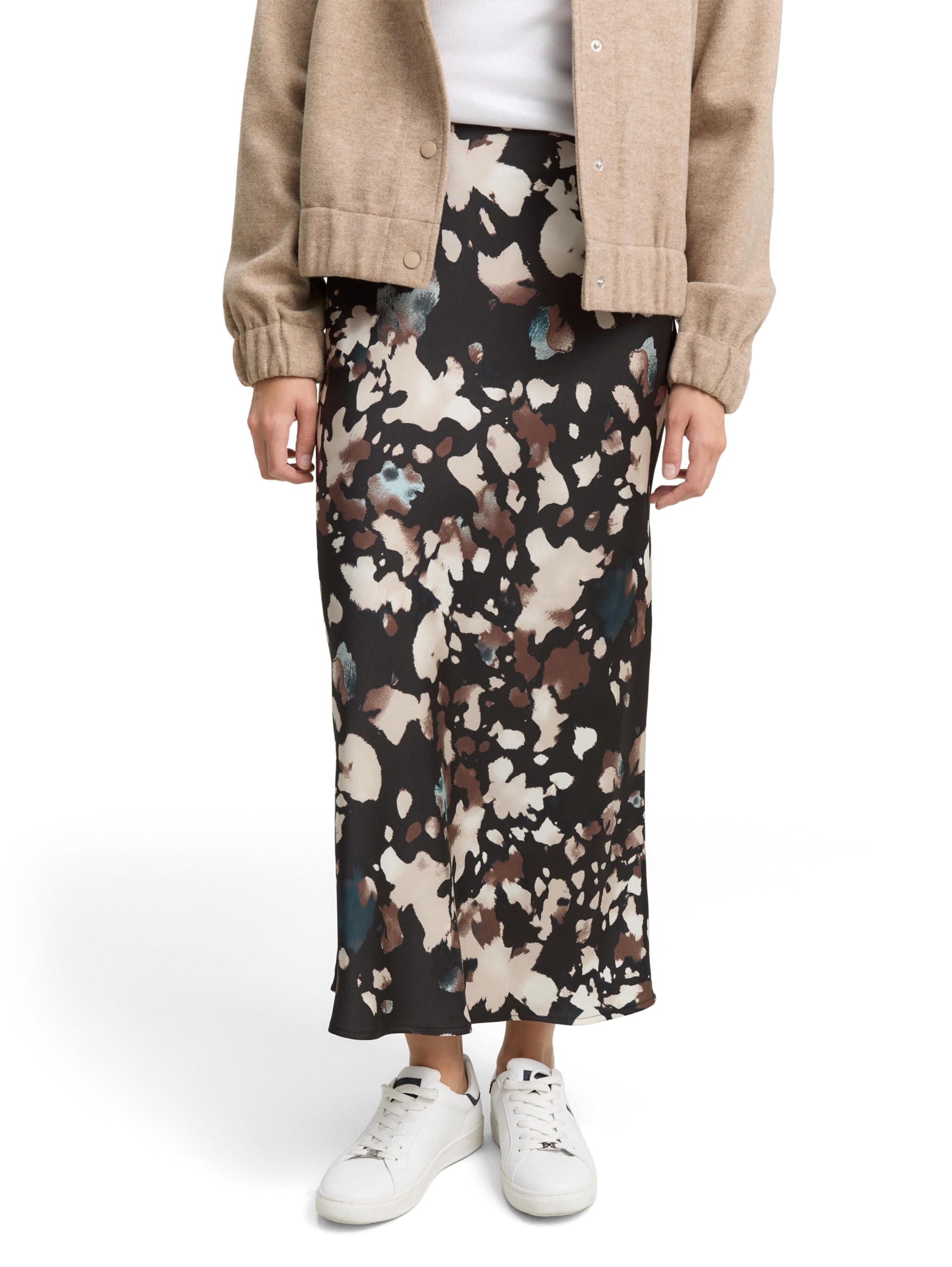 Tom Tailor Denim Damen 1047737 Midi-Rock in Satin-Optik