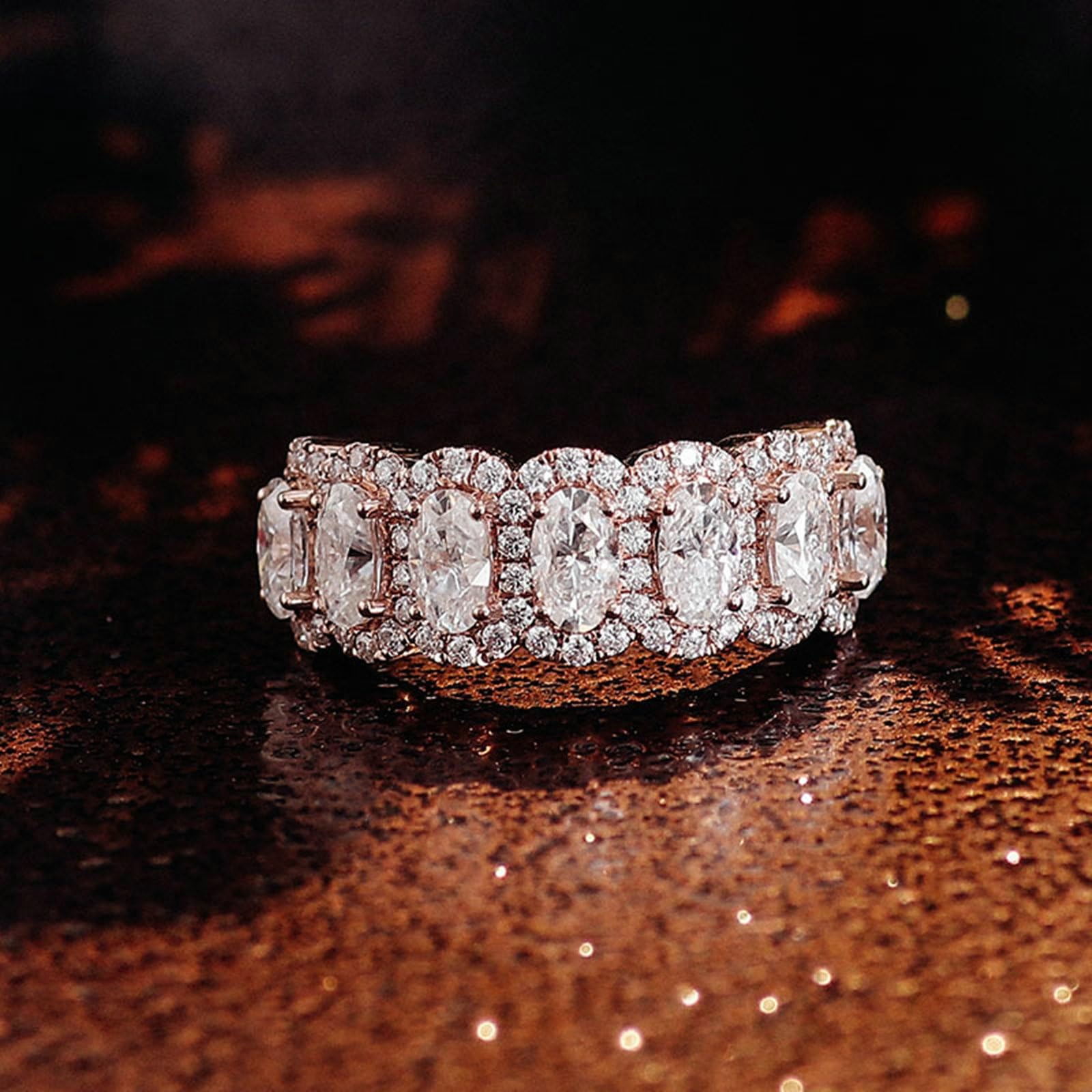 Pierścionek damski, złoty, 9K/14K/18K, pierścionek ślubny, grawerunek, elegancki, pierścionek zaręczynowy, 375/585/750, prawdziwe złoto, różowe złoto z moissanite, dla kobiet
