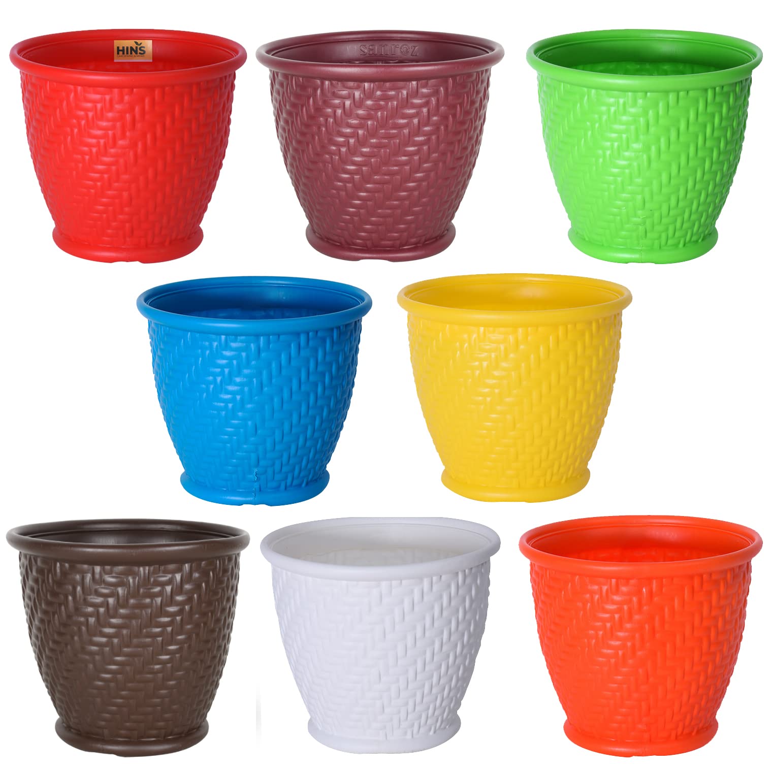 HINS PLANTERS Plastic Candy Pot 12 Inch Multicolour Set of 8 Without Plate for Indoor & Outdoor Gardening Plant for Home & Garden Decor Plant Pot I Succulent Plant I Decorative Plant Pot (B09QL5L6LL) Amazon Price History, Amazon Price Tracker