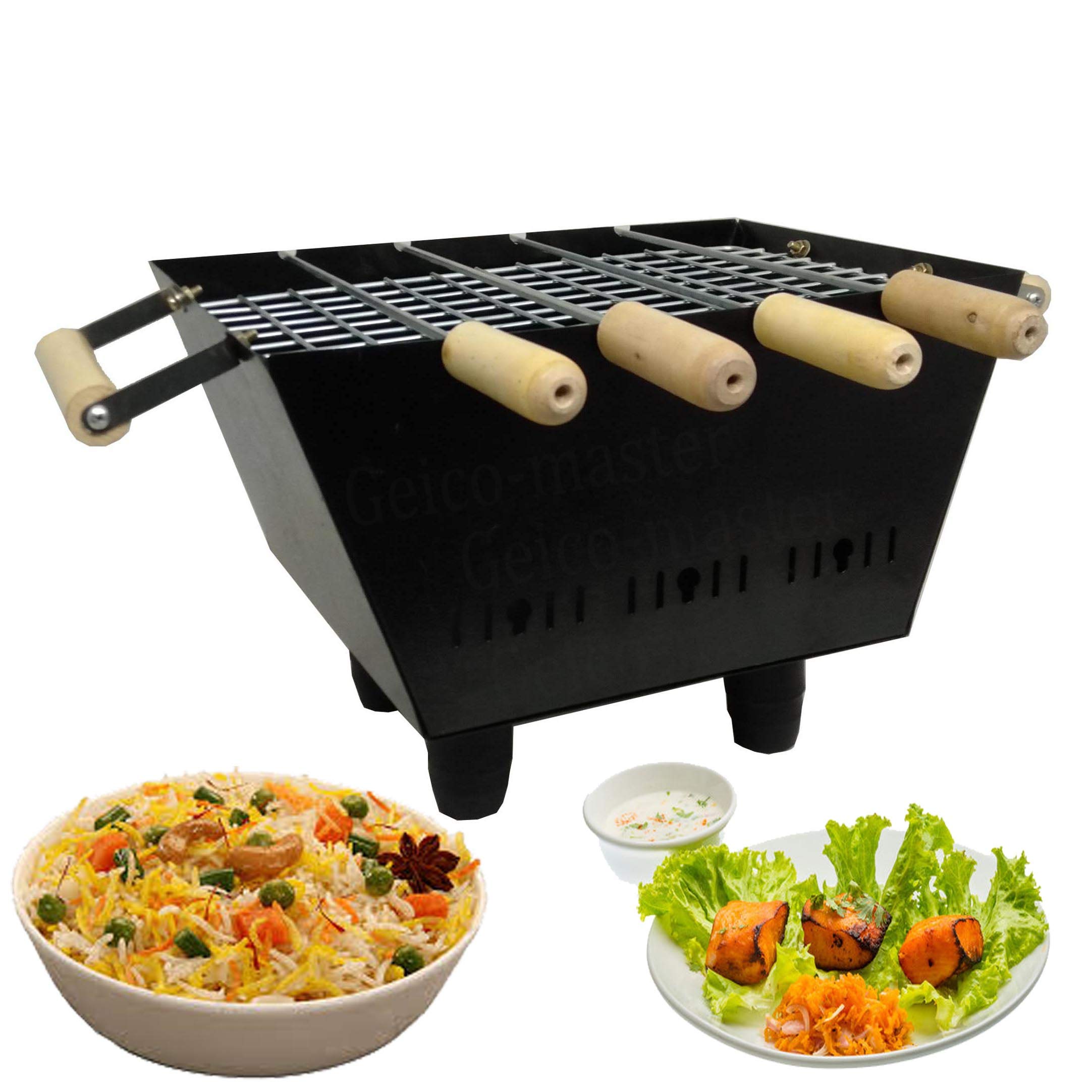 Charcoal Grill Portable BBQ859 Lightweight Simple Grill for Outdoor Cooking Camping Picnics Travel/Barbecue Grill with 4 Skewers, 1 Grill Charcoal Grill-image-10